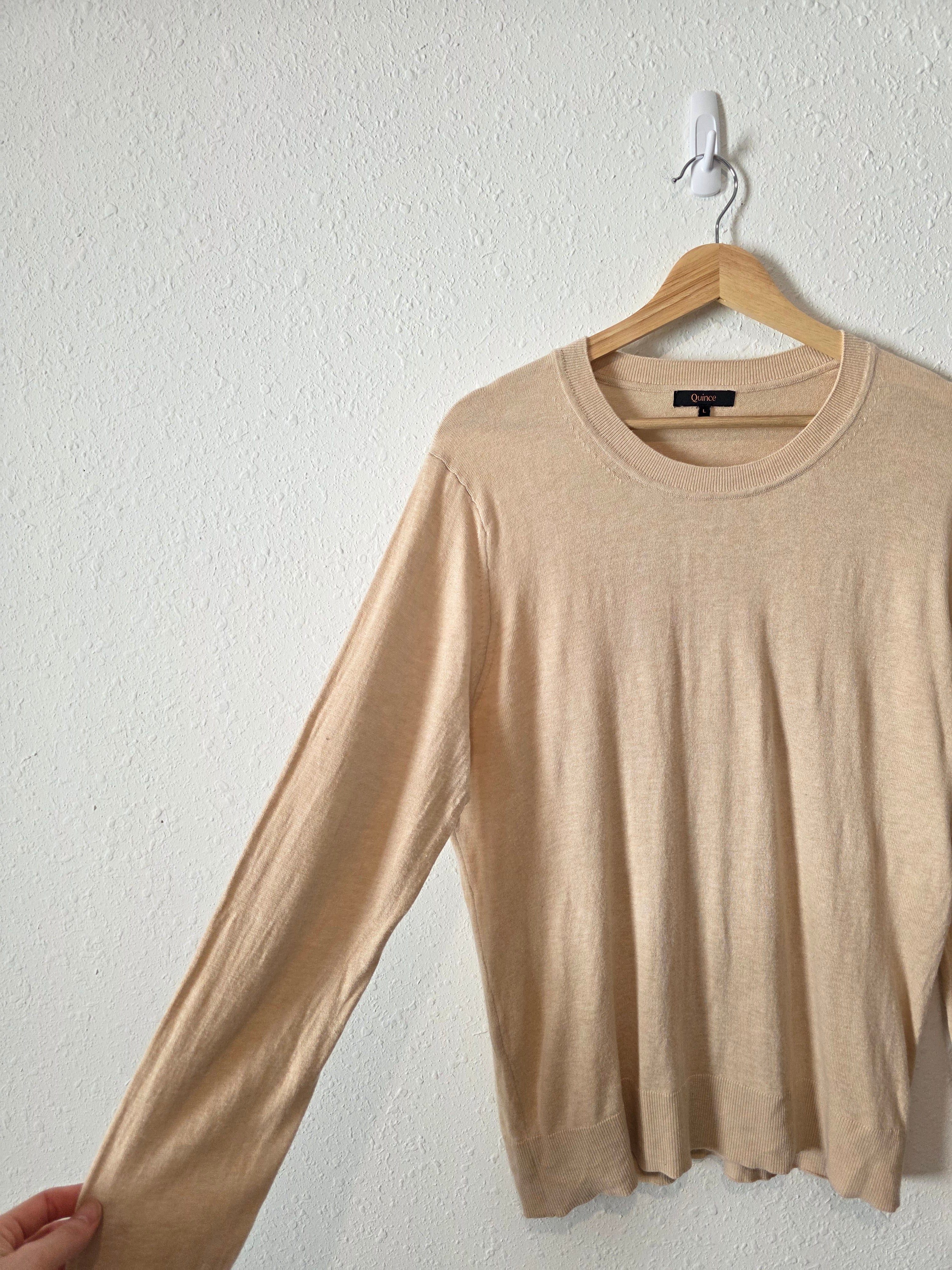Quince Neutral Cotton Cashmere Sweater Tee (L)
