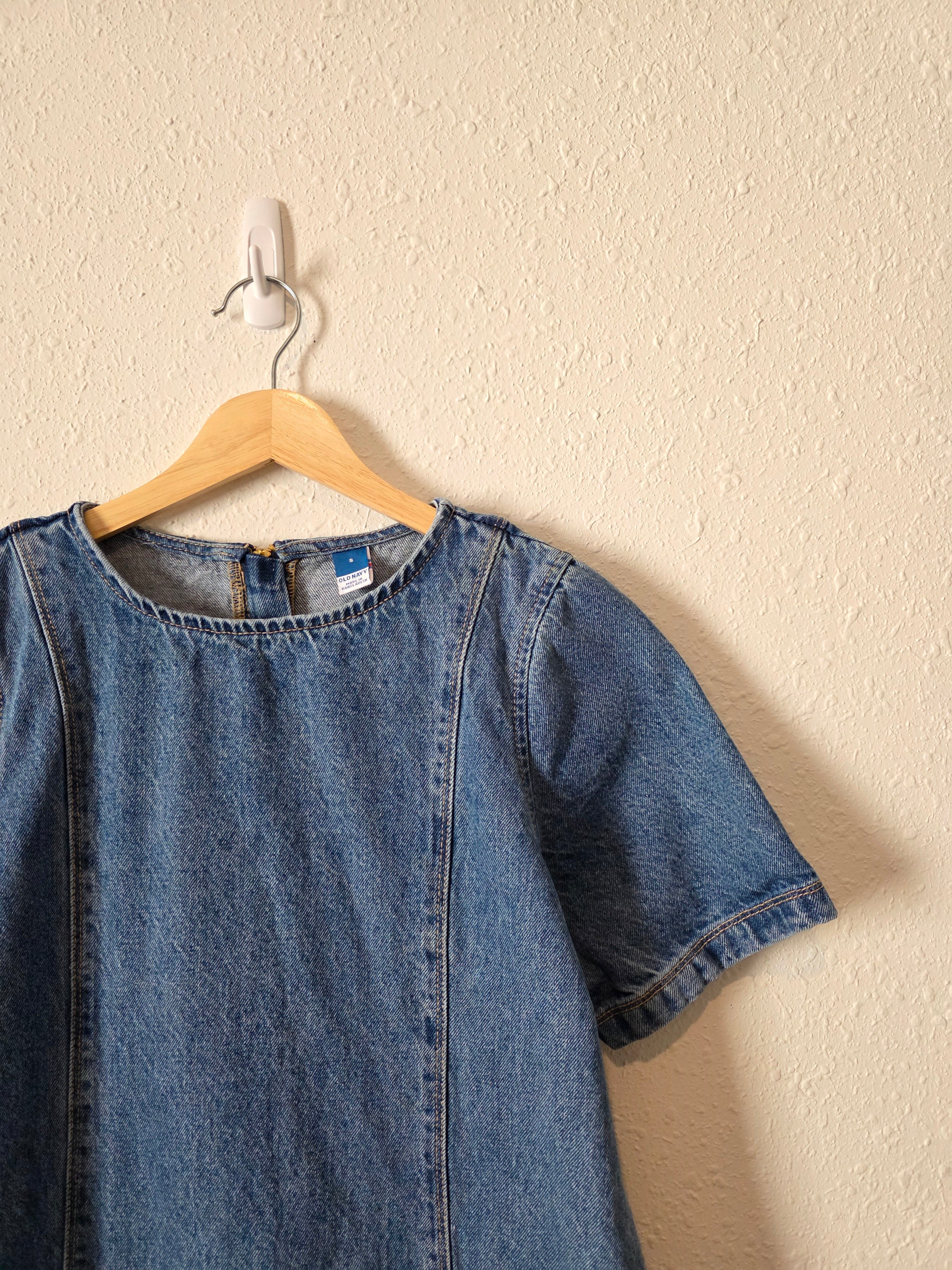 Denim Short Sleeve Mini Dress (S)