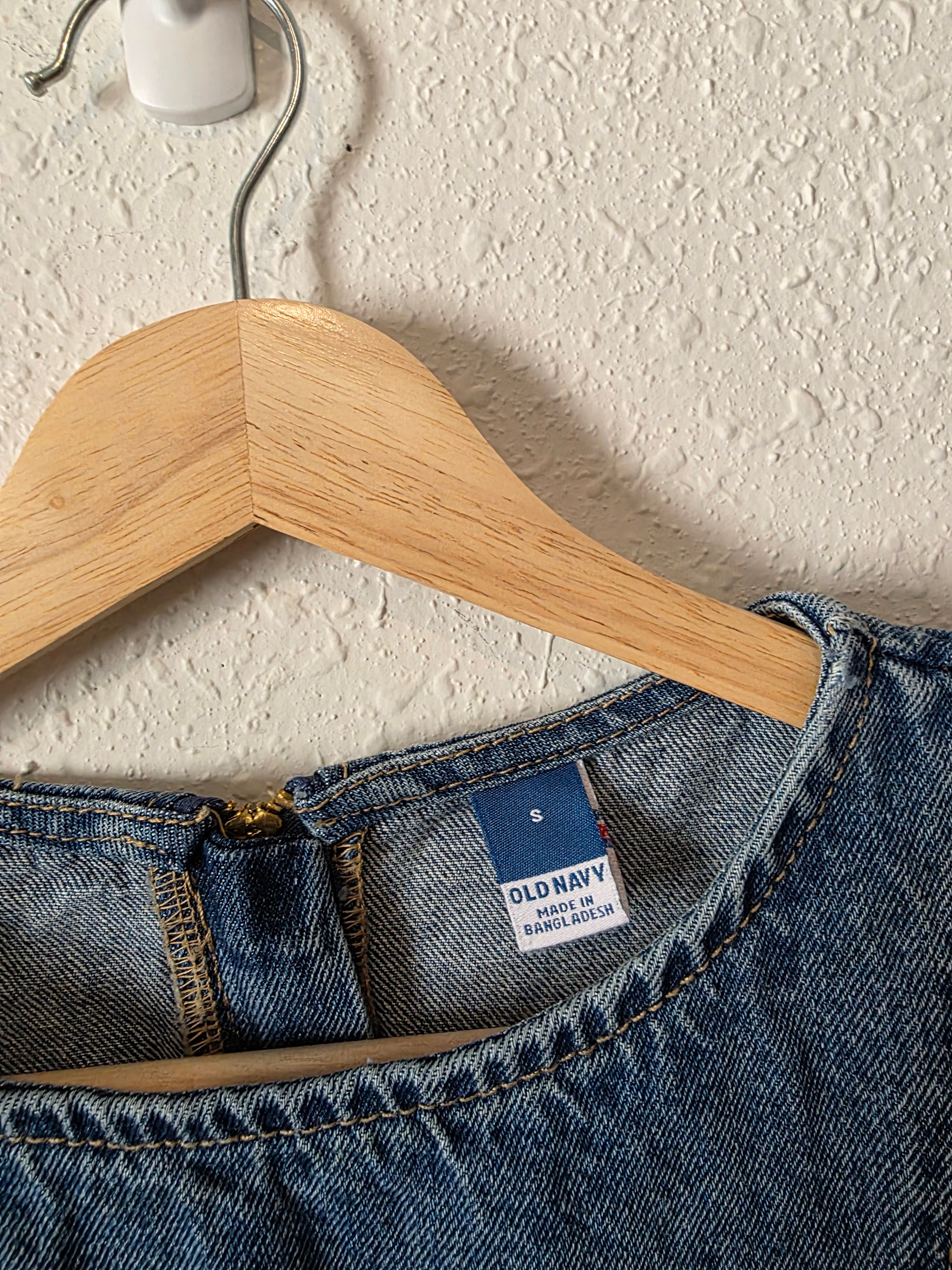 Denim Short Sleeve Mini Dress (S)