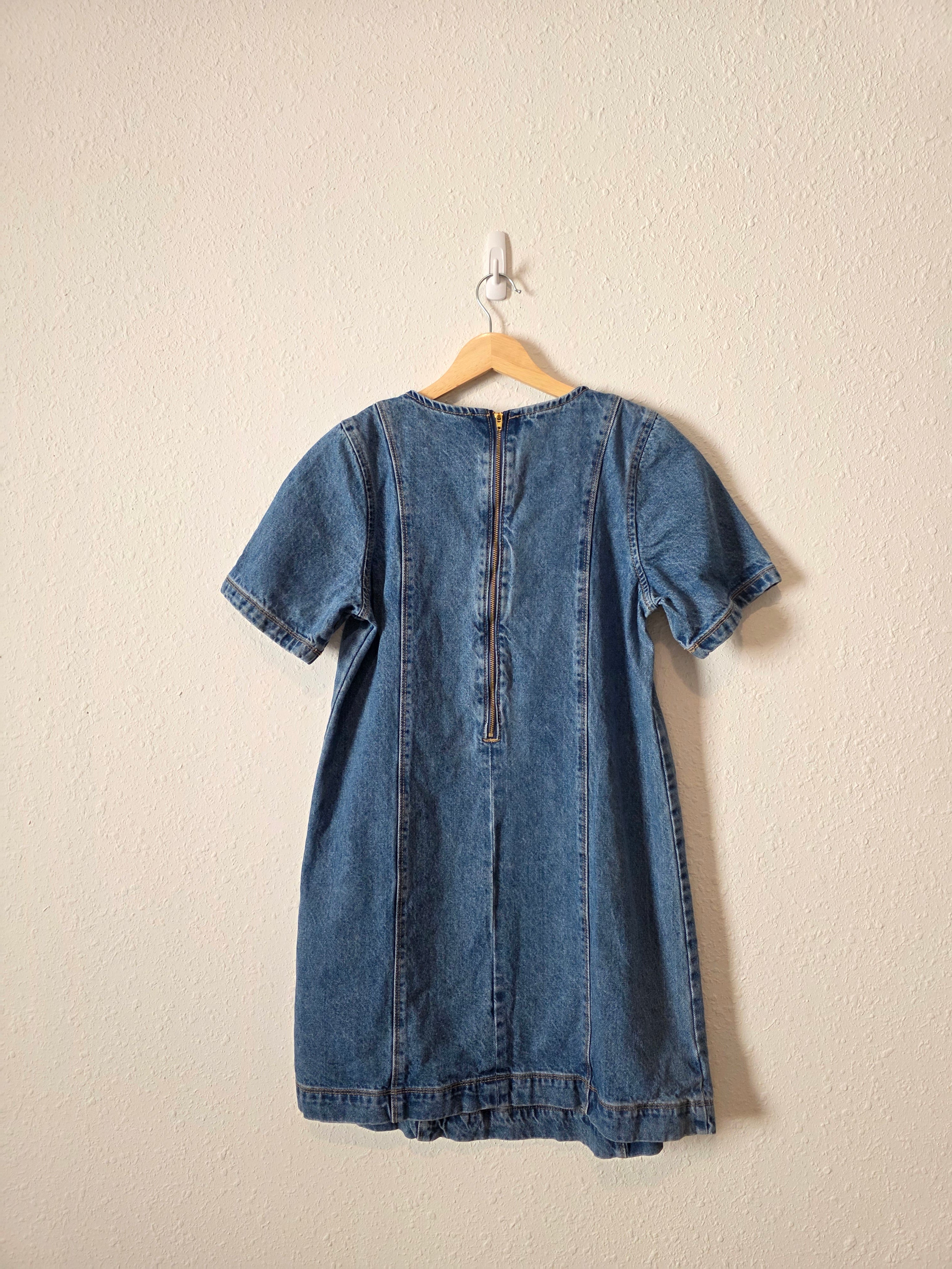 Denim Short Sleeve Mini Dress (S)