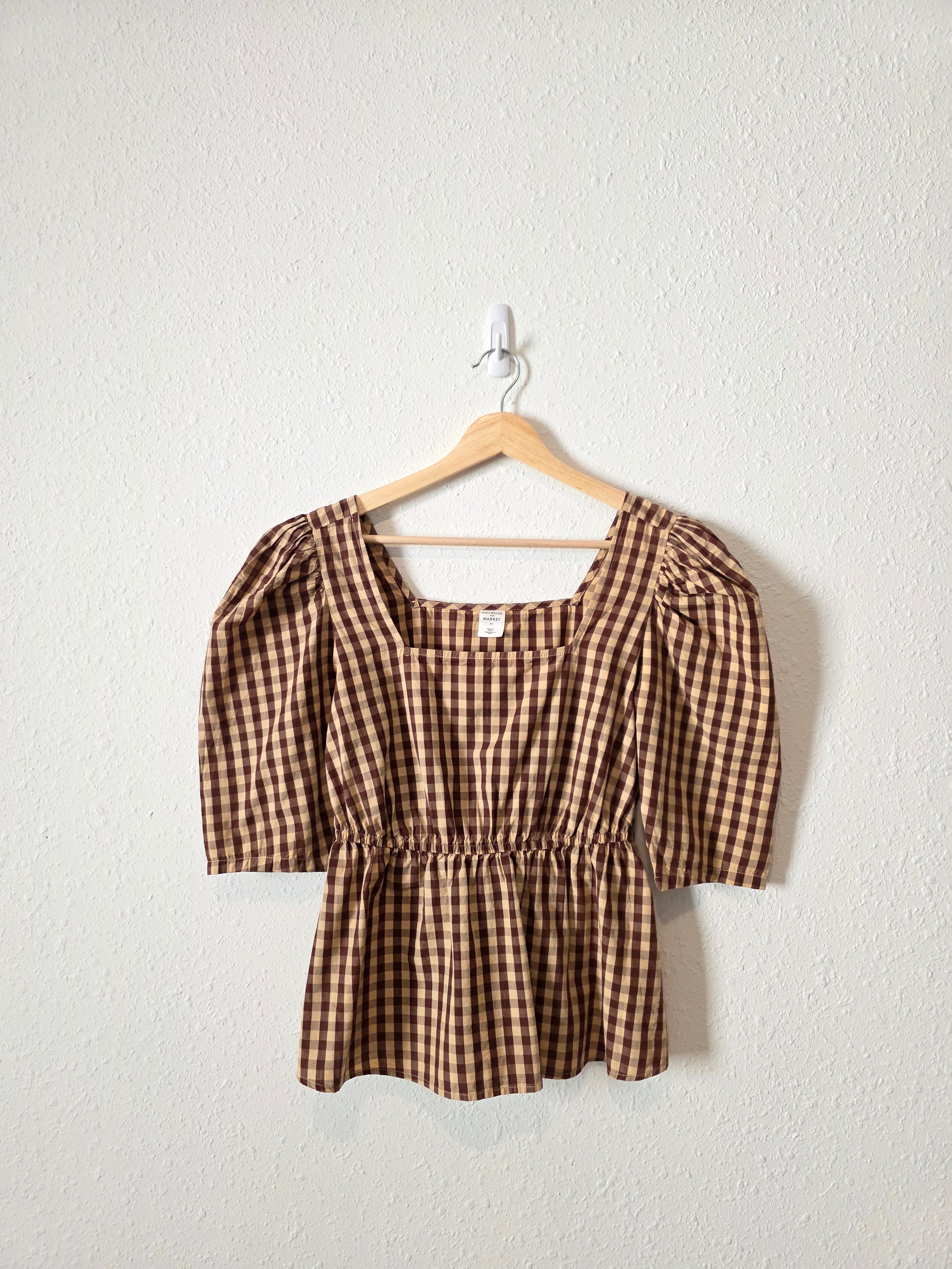 Gingham Puff Sleeve Top (XS)