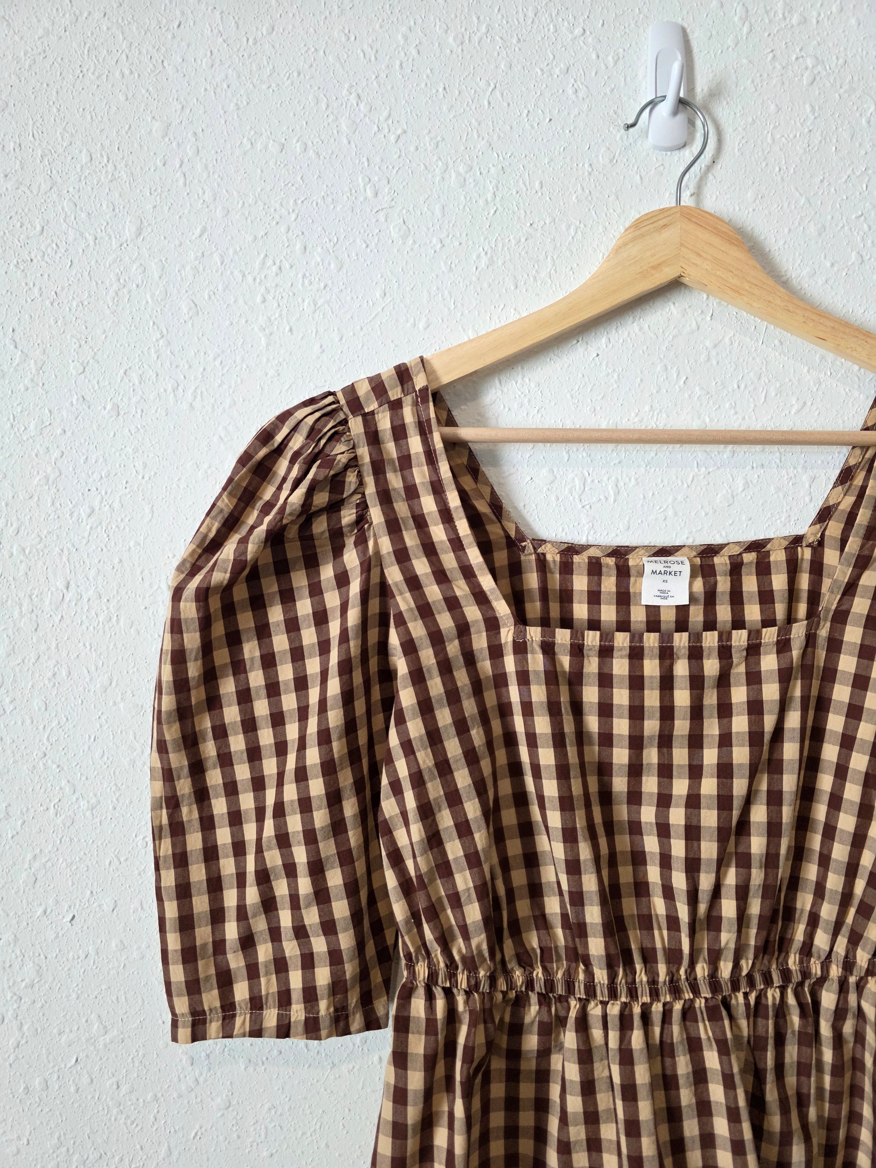 Gingham Puff Sleeve Top (XS)