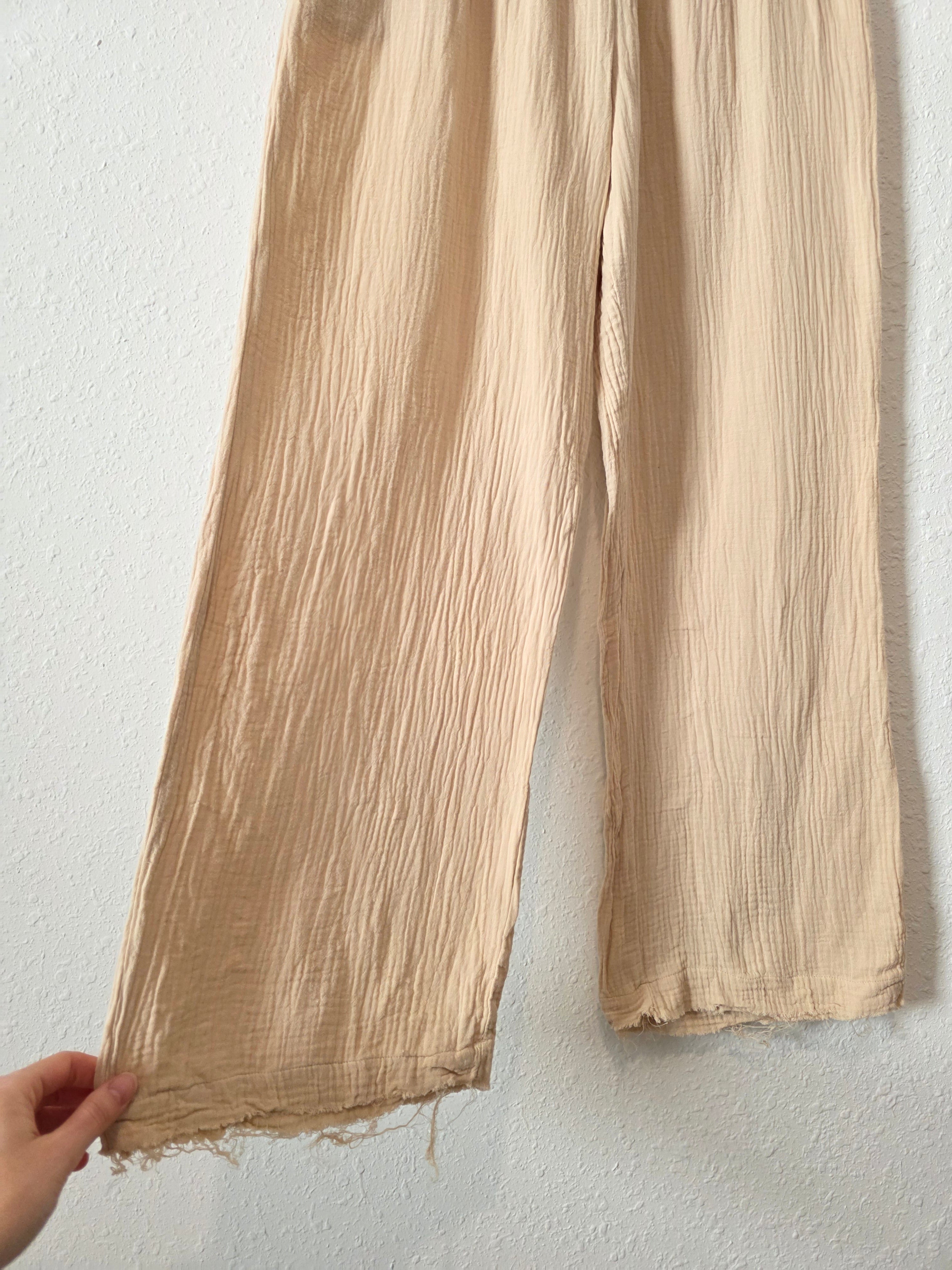 Cotton Gauze Wide Leg Pants (M)
