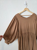 Brown Puff Sleeve Babydoll Dress (S)