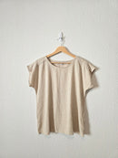 Linen Blend Striped Boxy Tee (S)