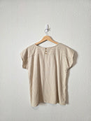 Linen Blend Striped Boxy Tee (S)