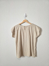 Linen Blend Striped Boxy Tee (S)