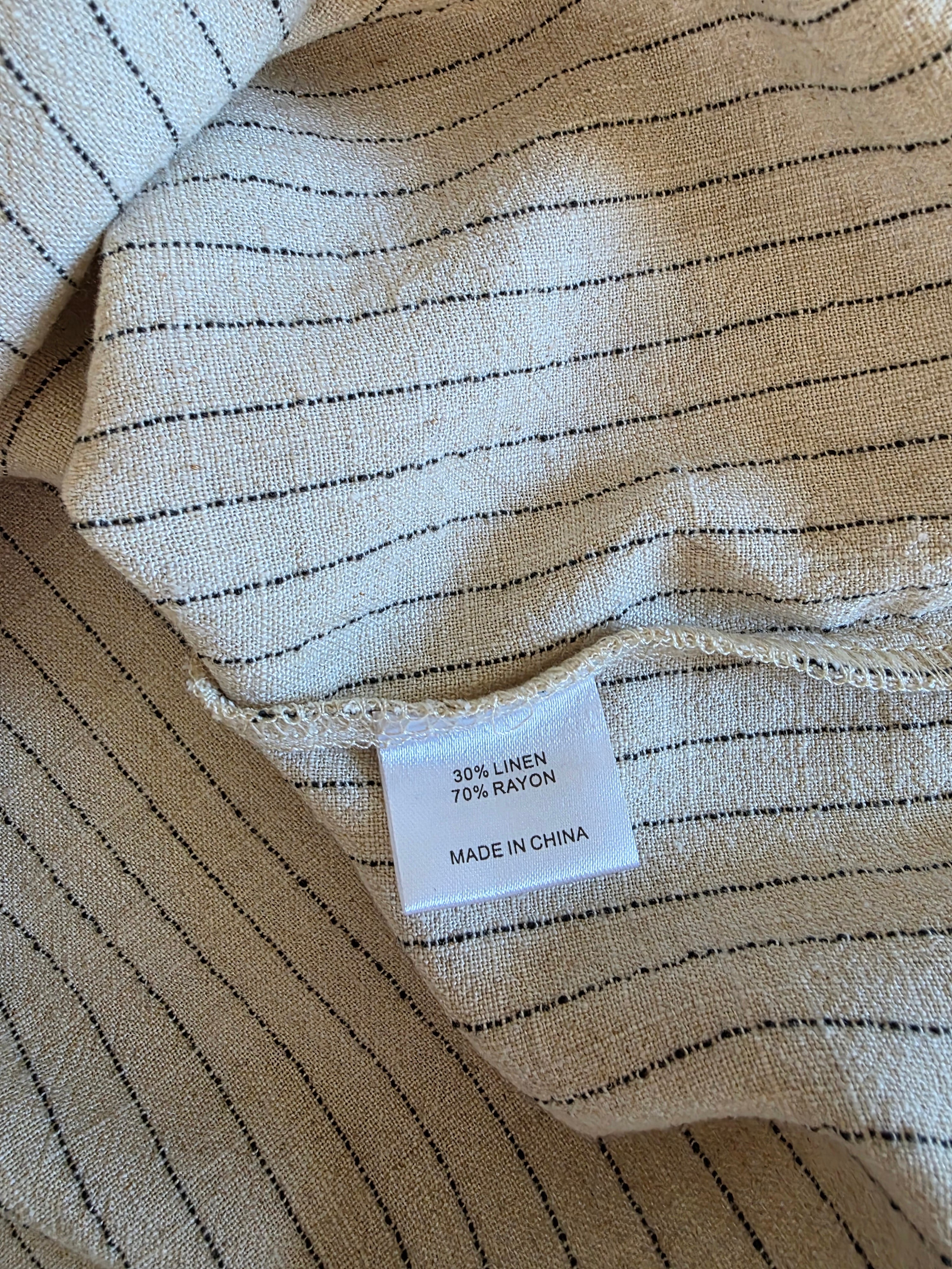 Linen Blend Striped Boxy Tee (S)