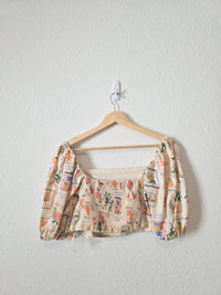 Abercrombie Linen Blend Printed Top (XS)