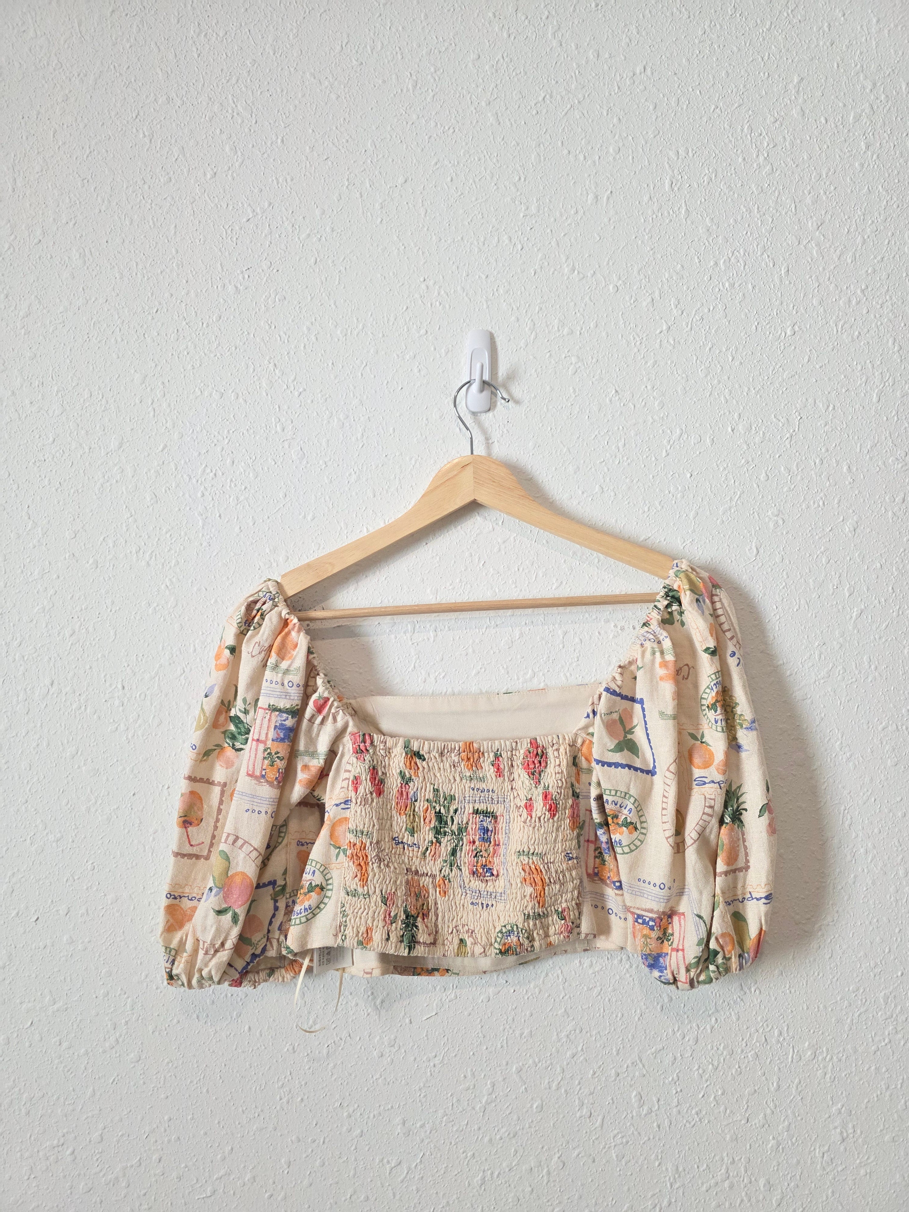 Abercrombie Linen Blend Printed Top (XS)