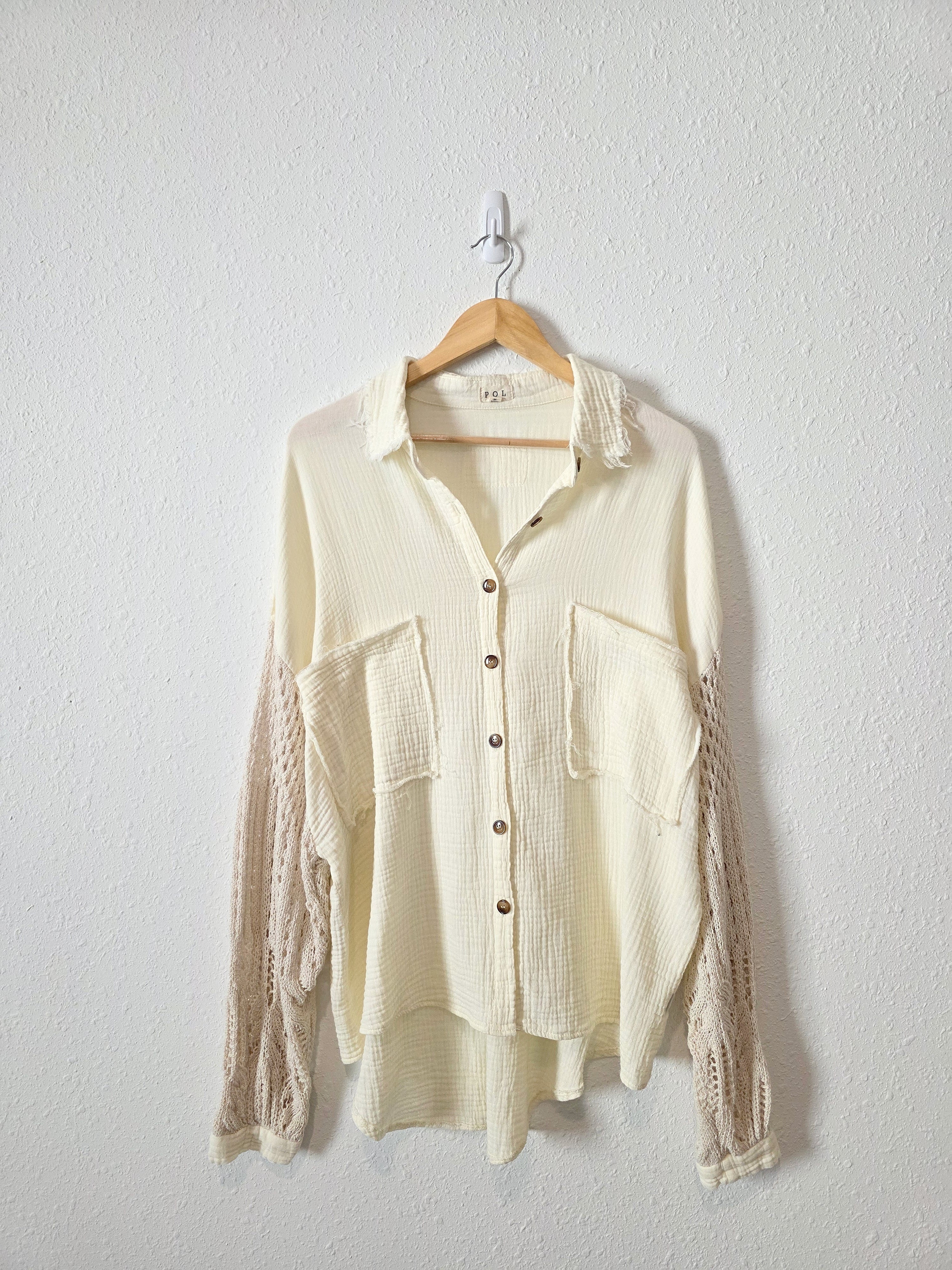 POL Oversized Gauze Button Up (S)