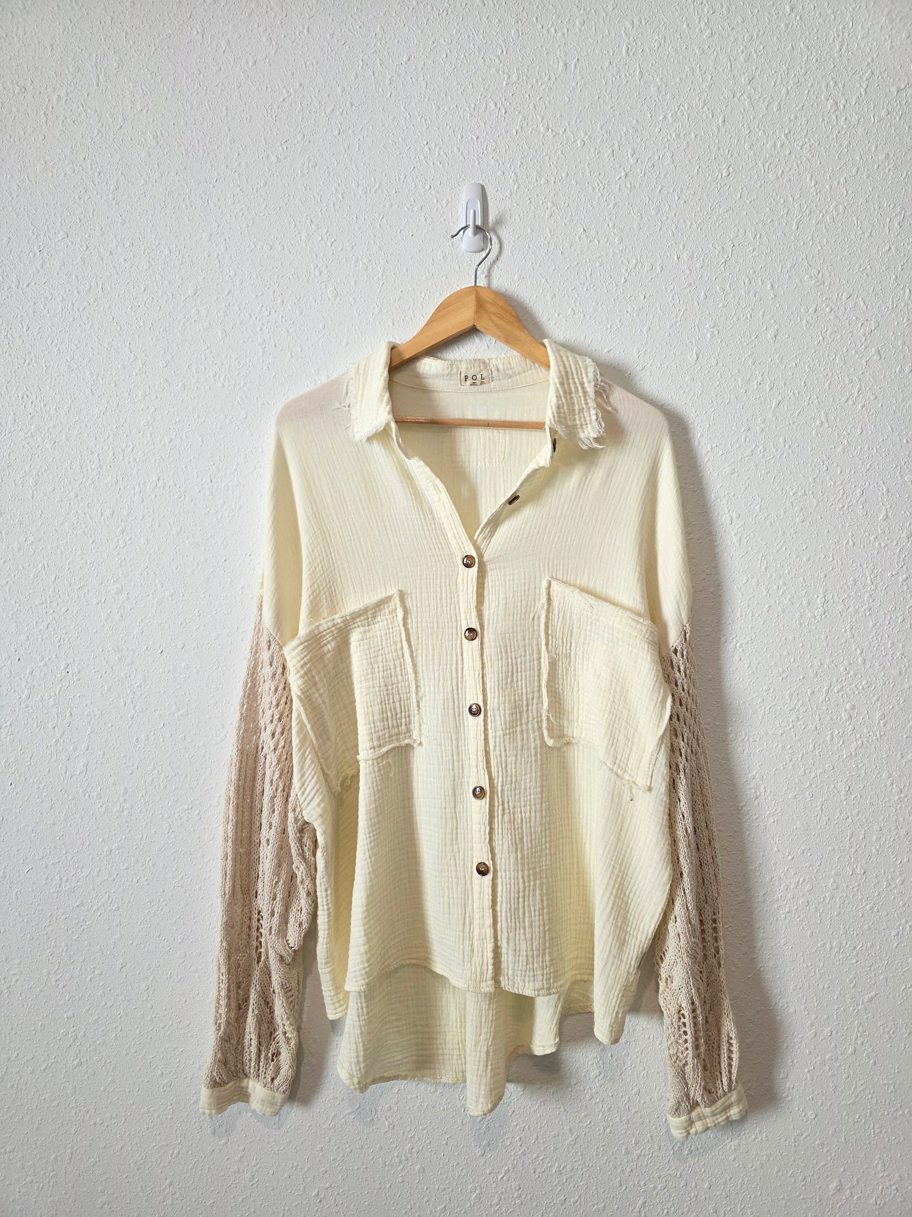 POL Oversized Gauze Button Up (S)