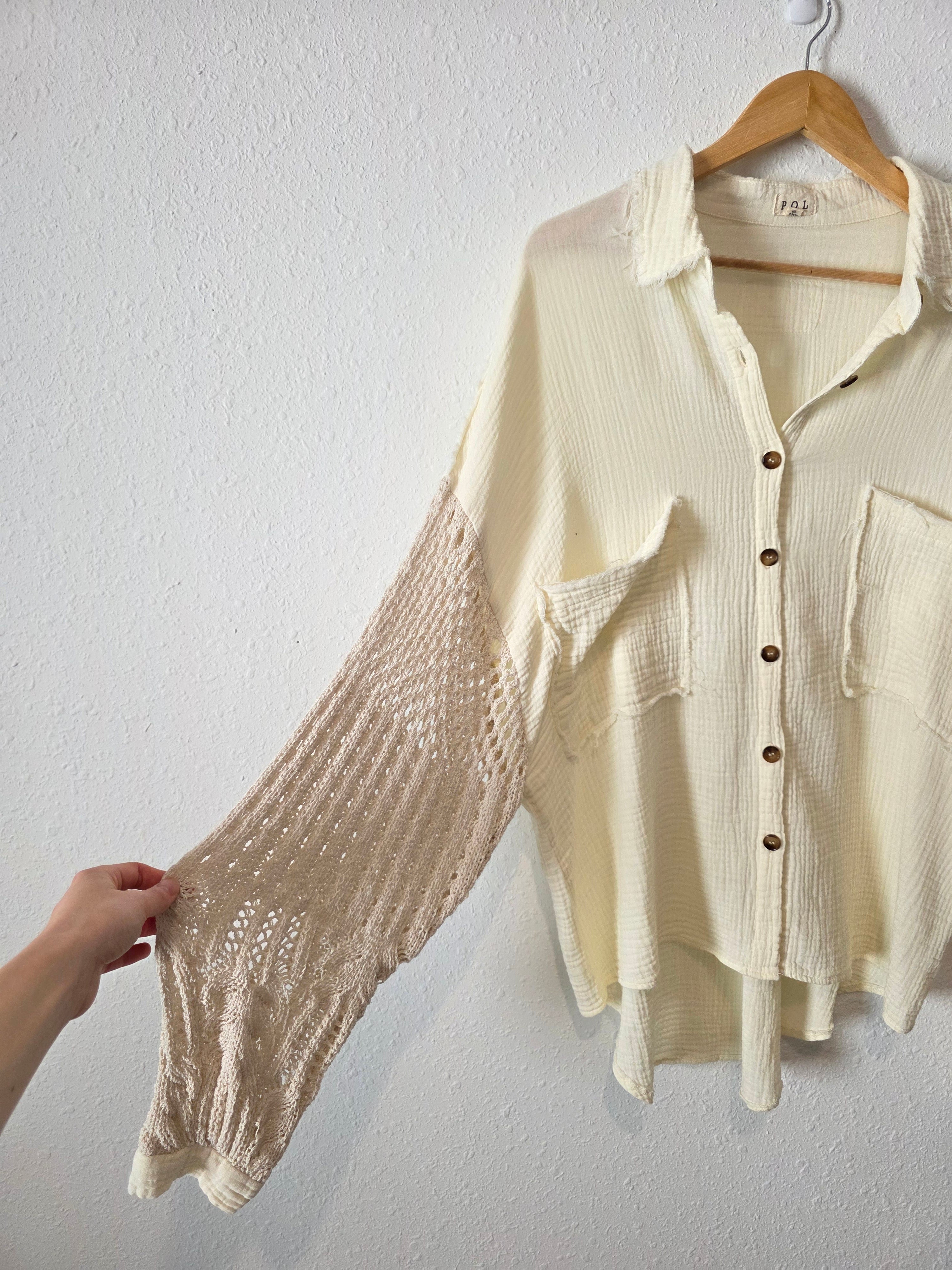 POL Oversized Gauze Button Up (S)