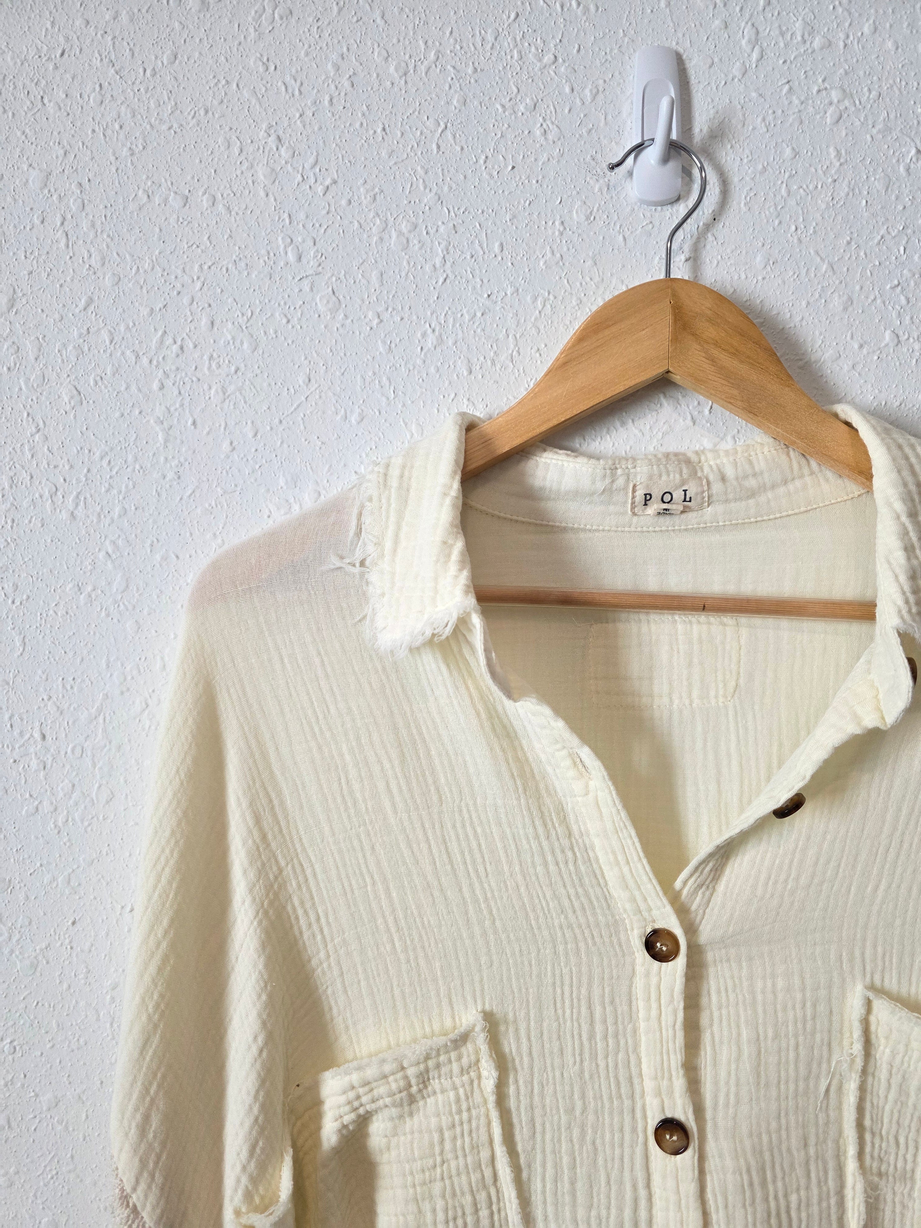 POL Oversized Gauze Button Up (S)