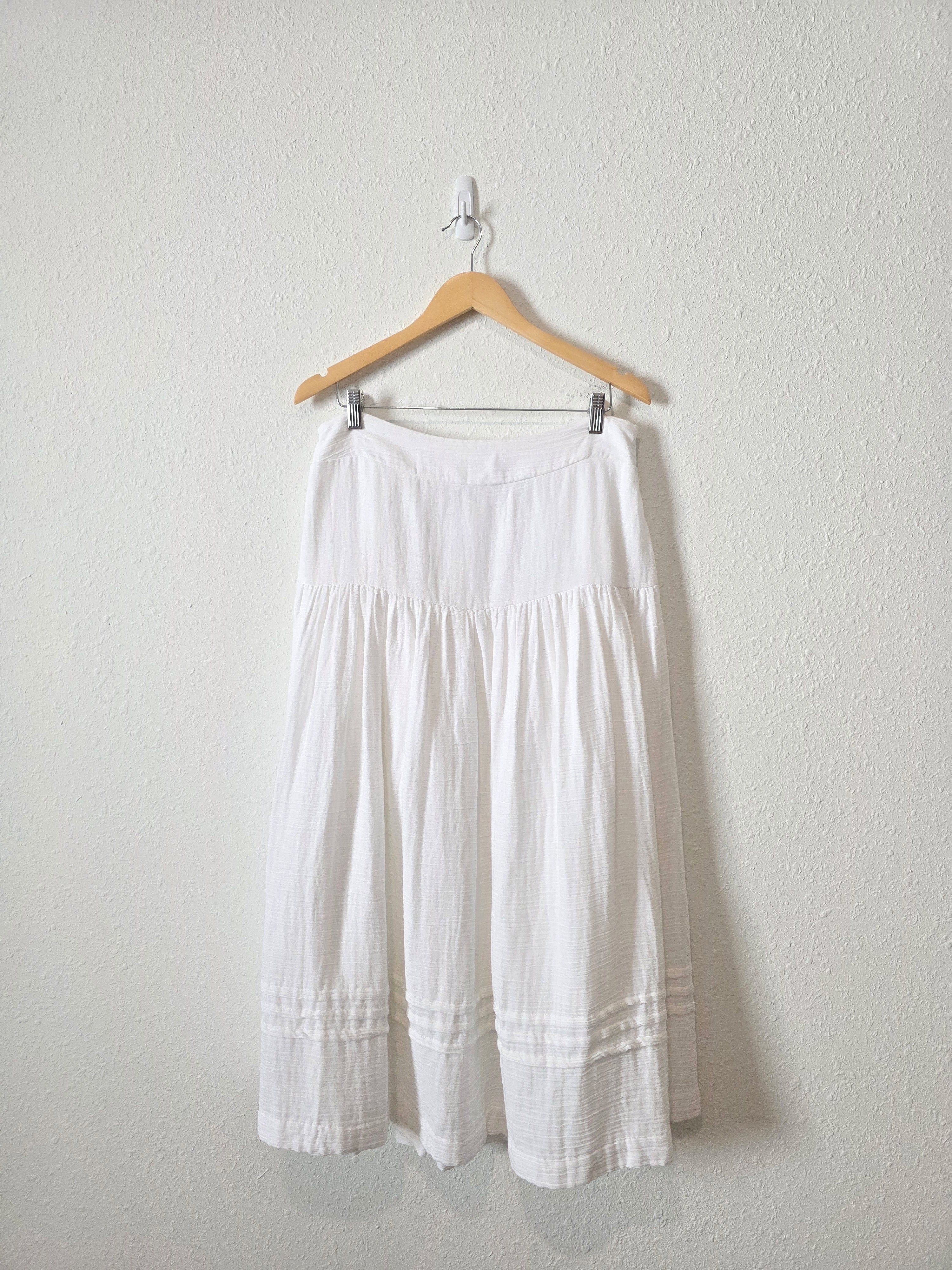 White Cotton Midi Skirt (L)