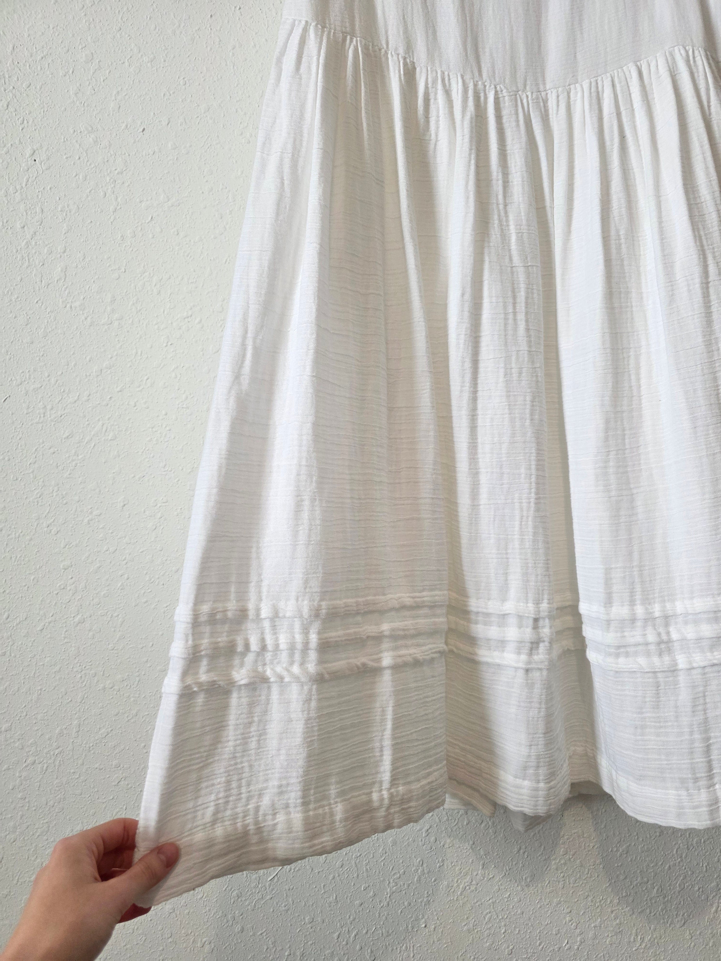 White Cotton Midi Skirt (L)