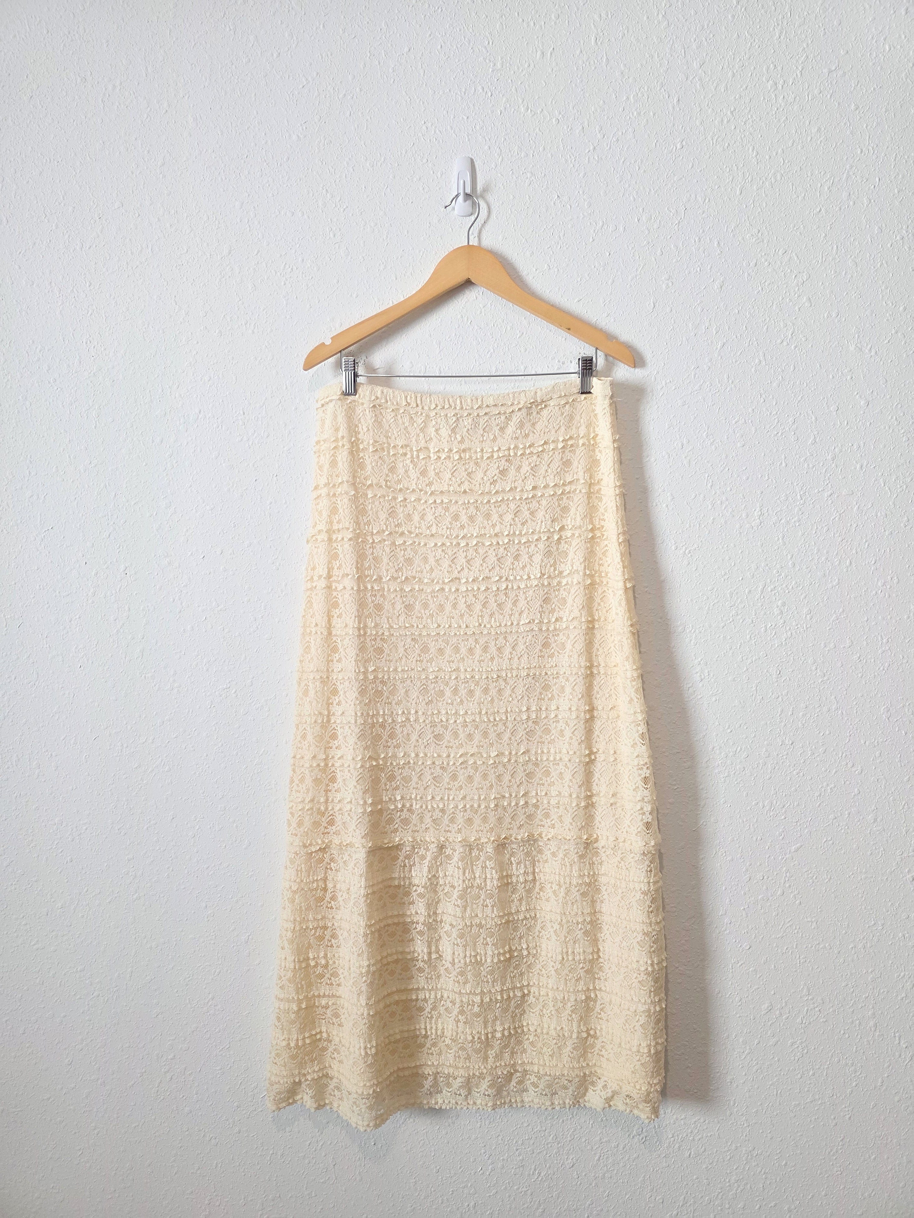 Vintage Cream Lace Maxi Skirt (L)