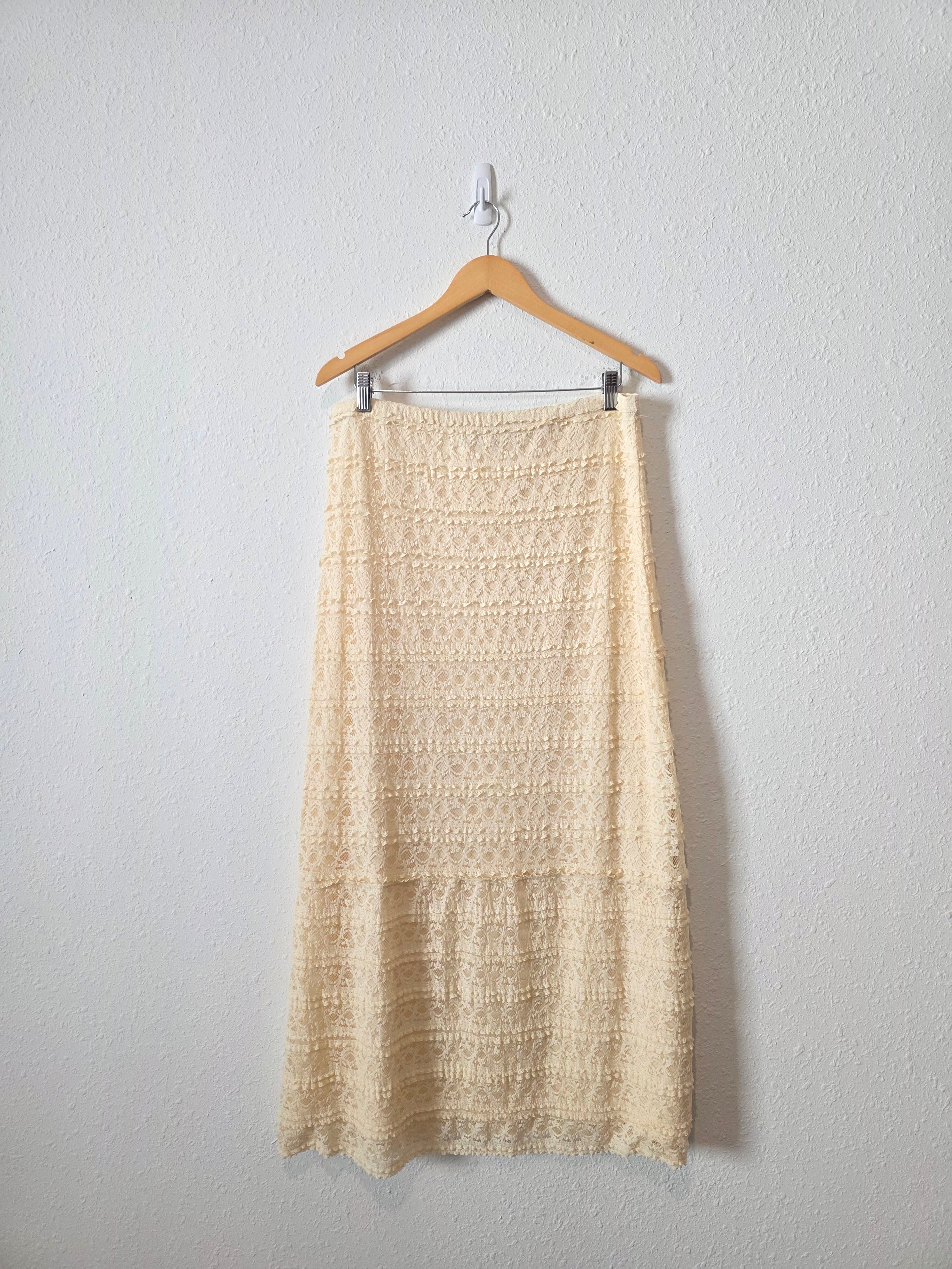 Vintage Cream Lace Maxi Skirt (L)