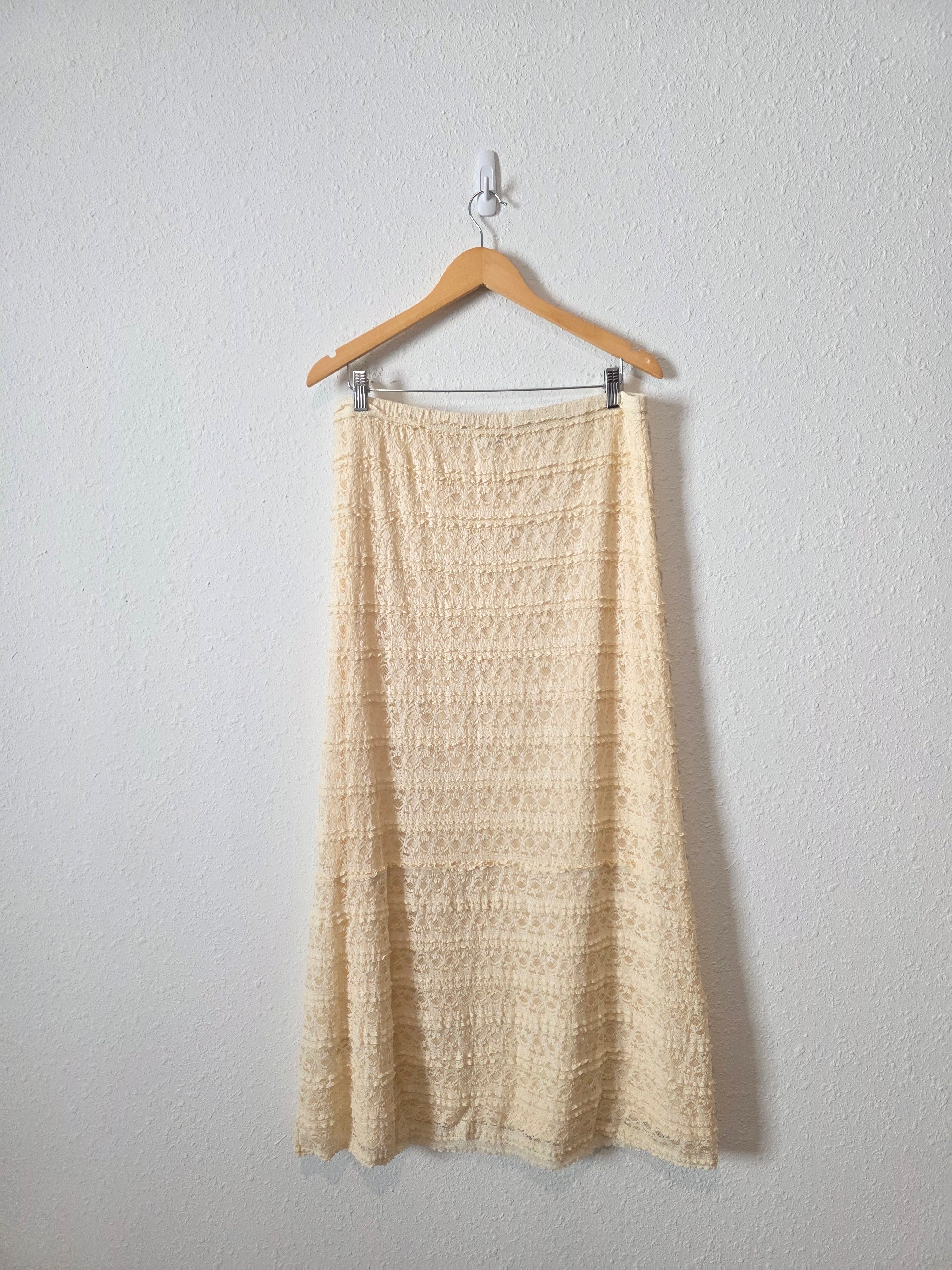 Vintage Cream Lace Maxi Skirt (L)