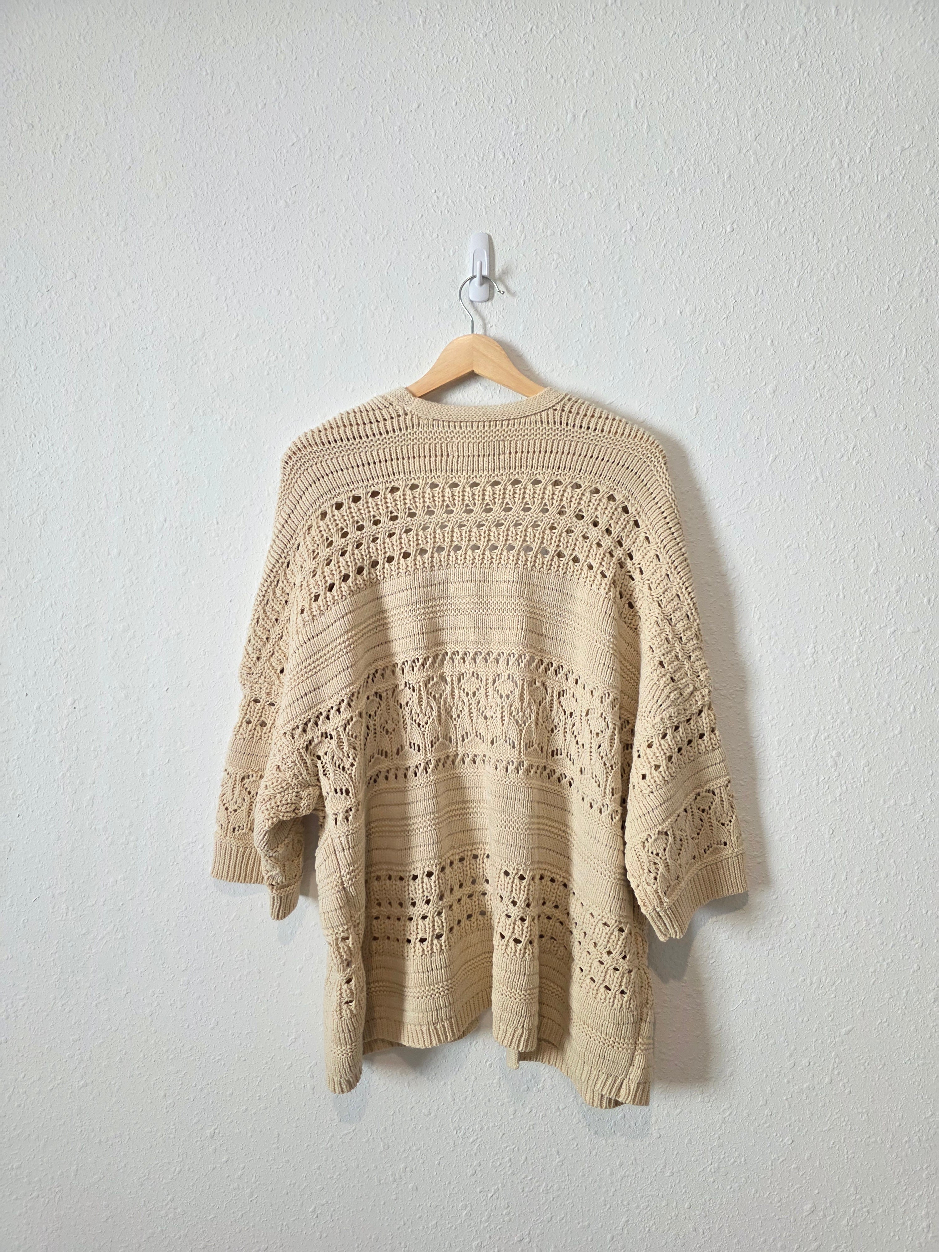 Cotton Blend Crochet Cardigan (M)