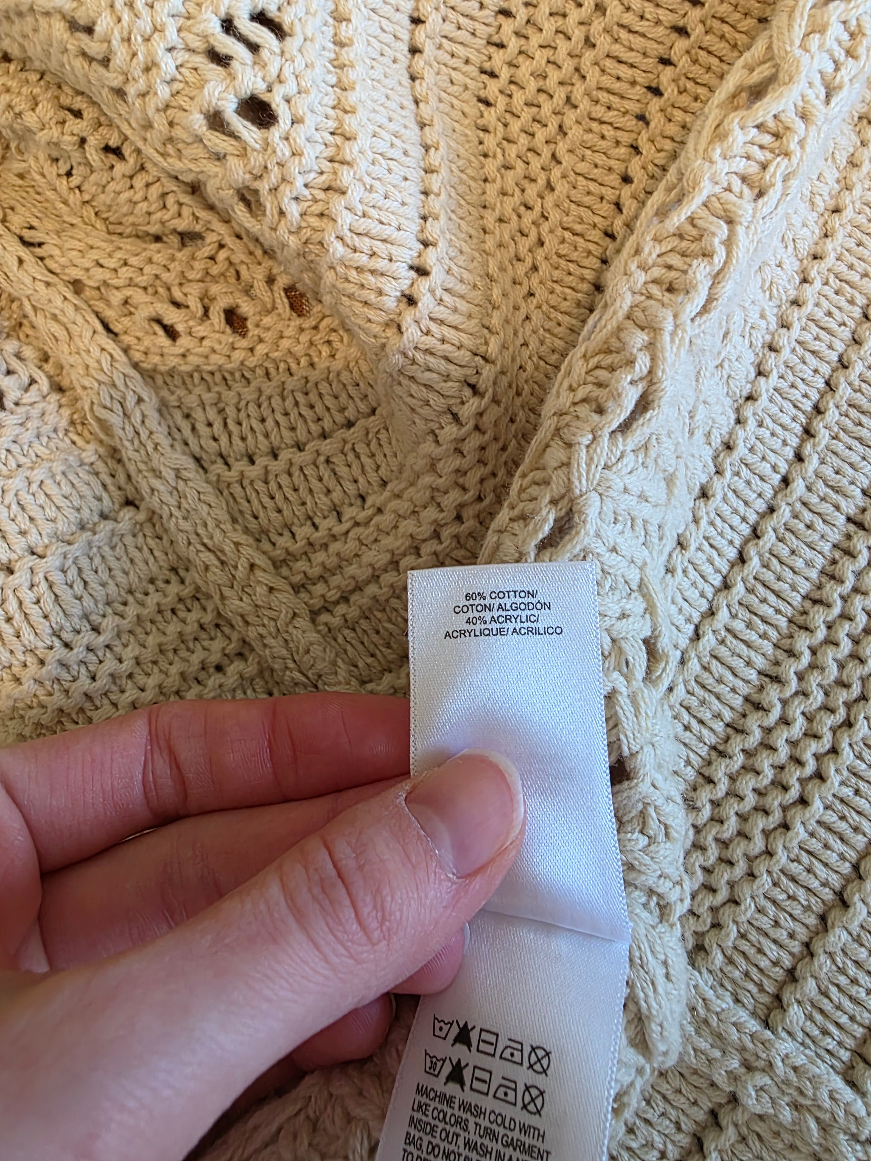 Cotton Blend Crochet Cardigan (M)