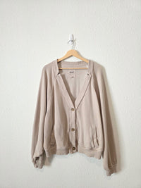 Aerie Taupe Fleece Cardigan (XXL)