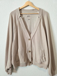Aerie Taupe Fleece Cardigan (XXL)