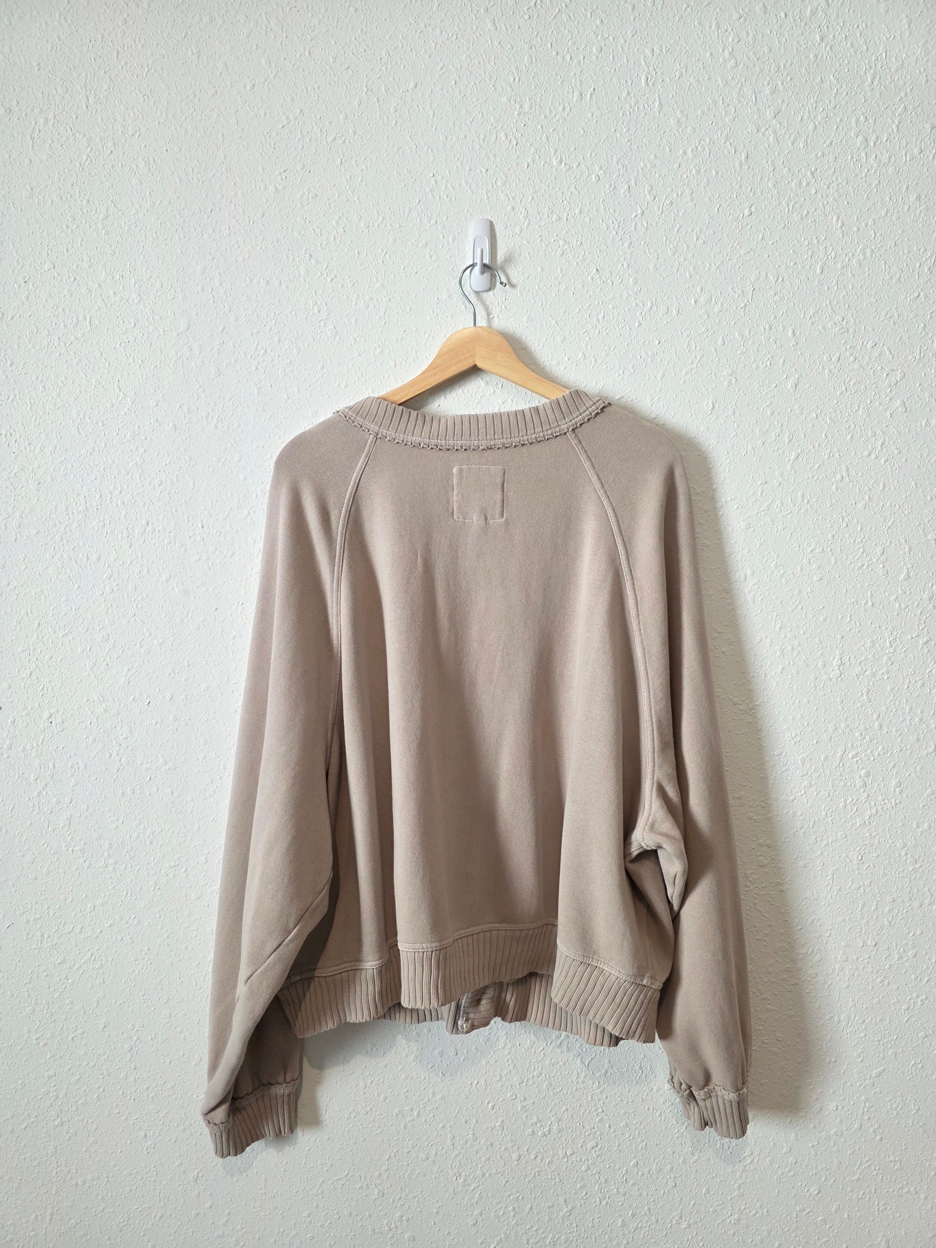 Aerie Taupe Fleece Cardigan (XXL)
