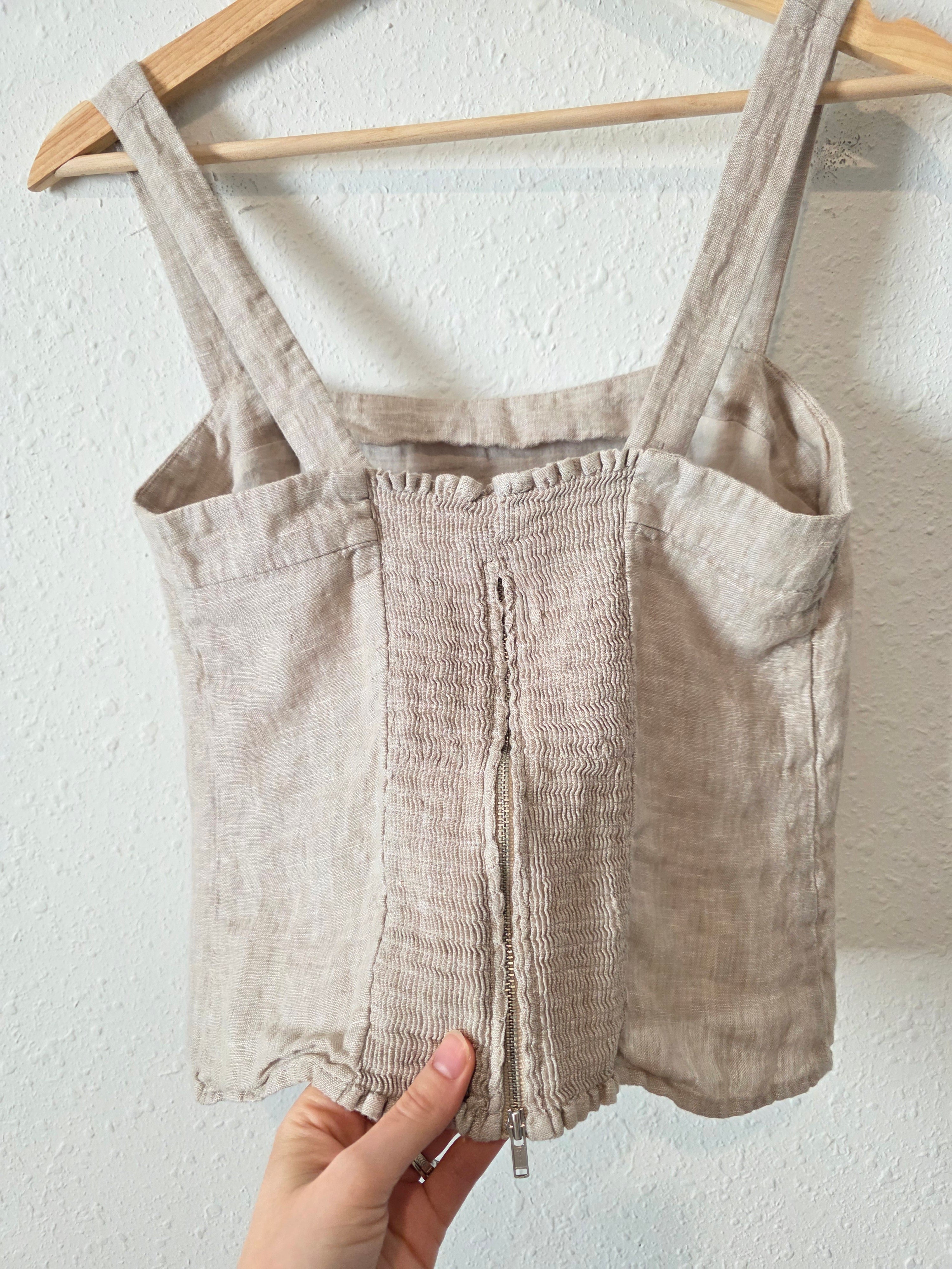 Quince Linen Square Neck Tank (S)