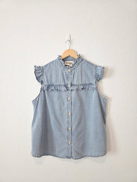 Savanna Jane Denim Button Up Top (1X)