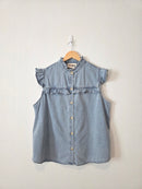 Savanna Jane Denim Button Up Top (1X)