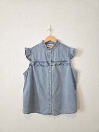 Savanna Jane Denim Button Up Top (1X)