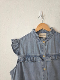 Savanna Jane Denim Button Up Top (1X)