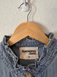 Savanna Jane Denim Button Up Top (1X)