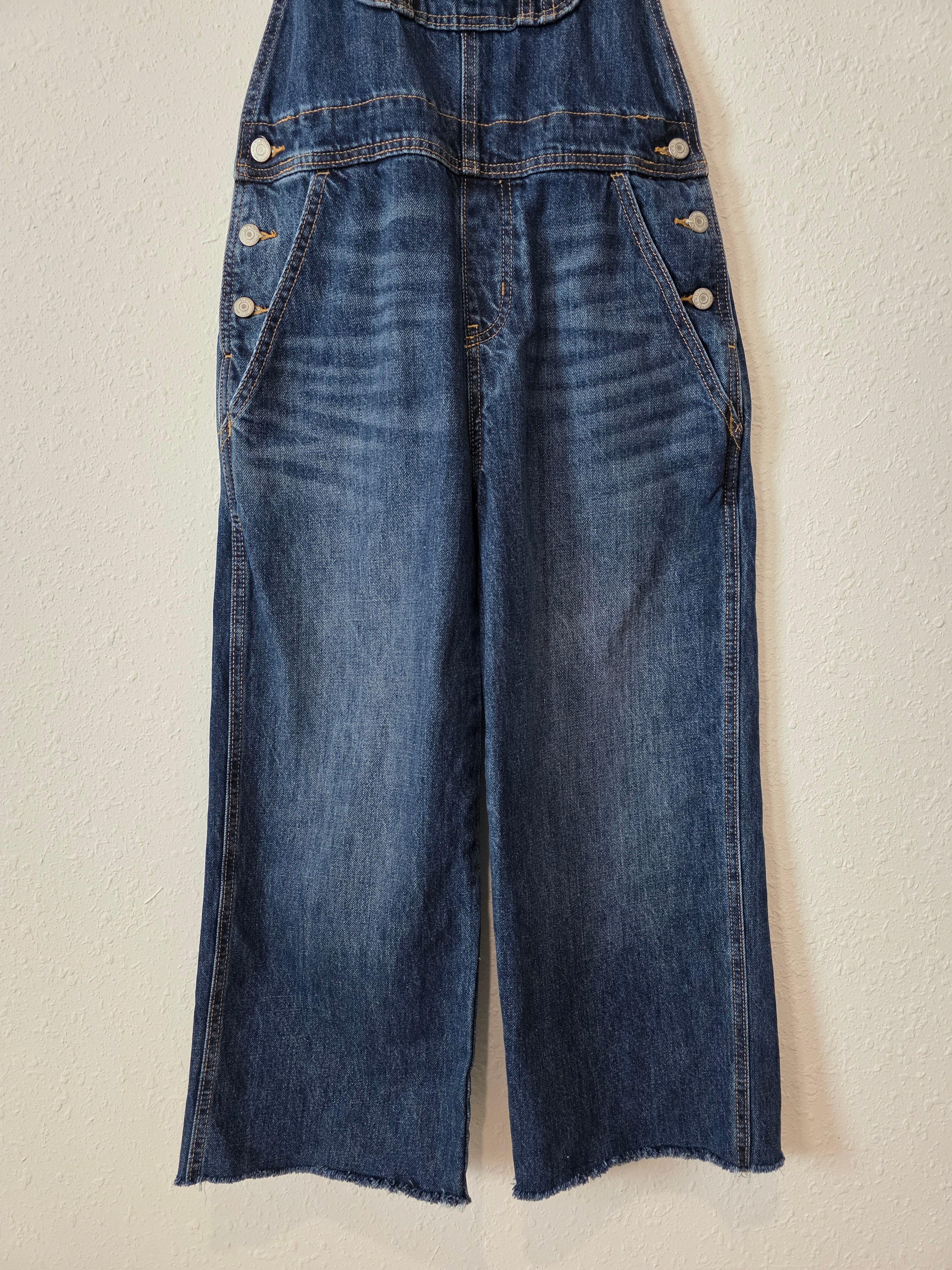 Wide Leg Denim Overalls (2)