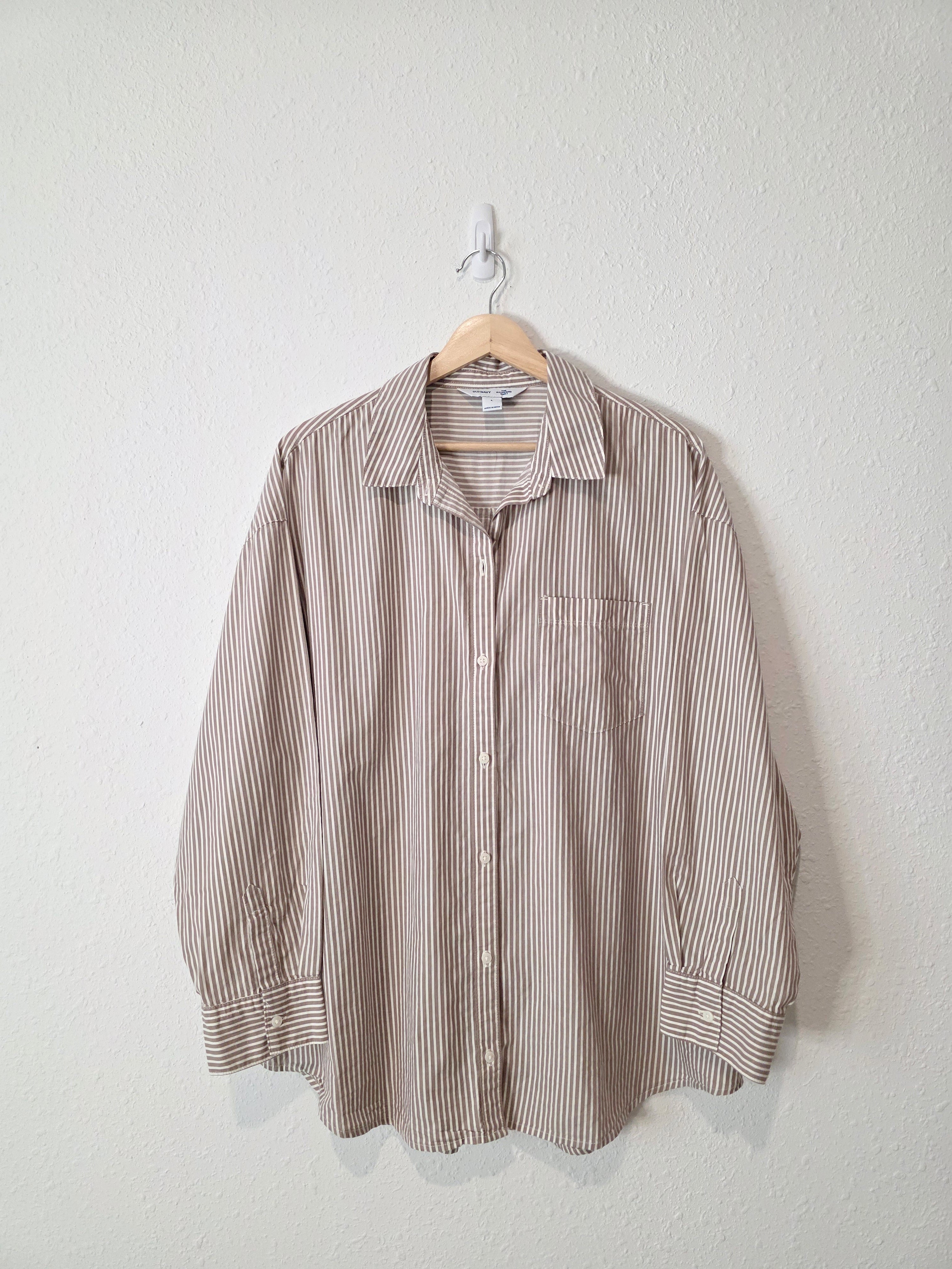 Neutral Striped Boyfriend Shirt (L)