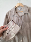 Neutral Striped Boyfriend Shirt (L)