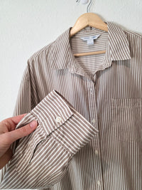 Neutral Striped Boyfriend Shirt (L)