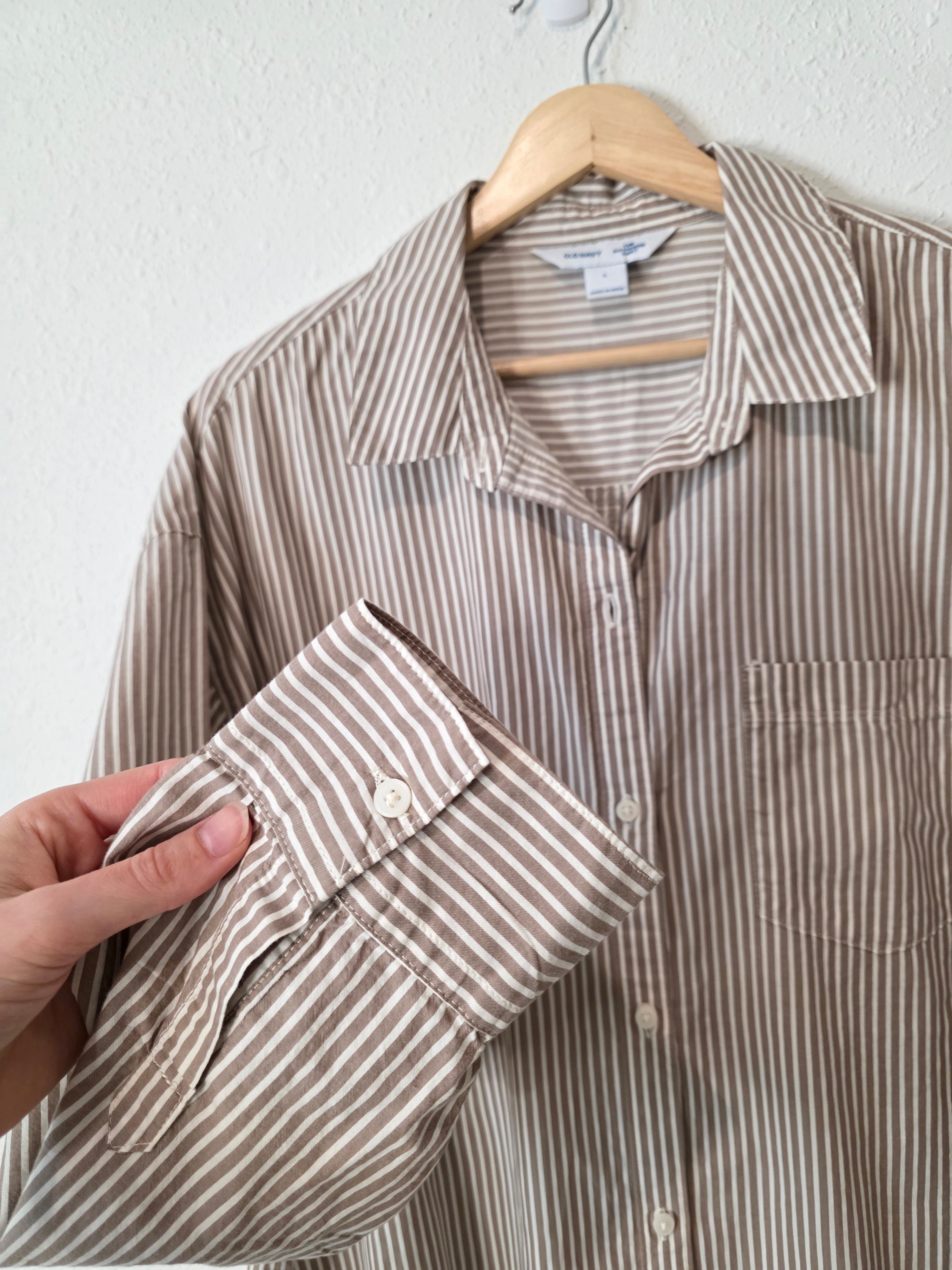 Neutral Striped Boyfriend Shirt (L)