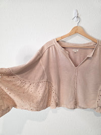 Pilcro Eyelet Puff Sleeve Top (S)