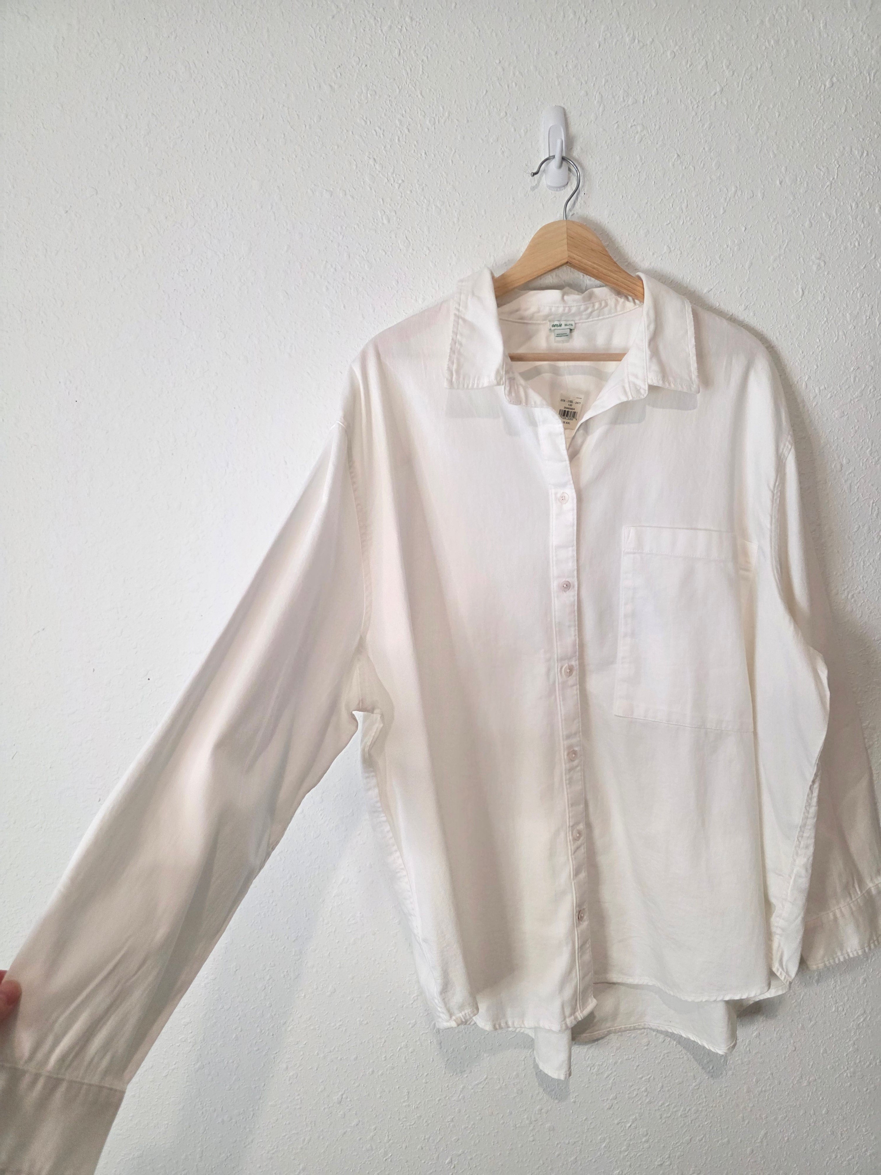 NEW Aerie White Cotton Button Up (XXL)
