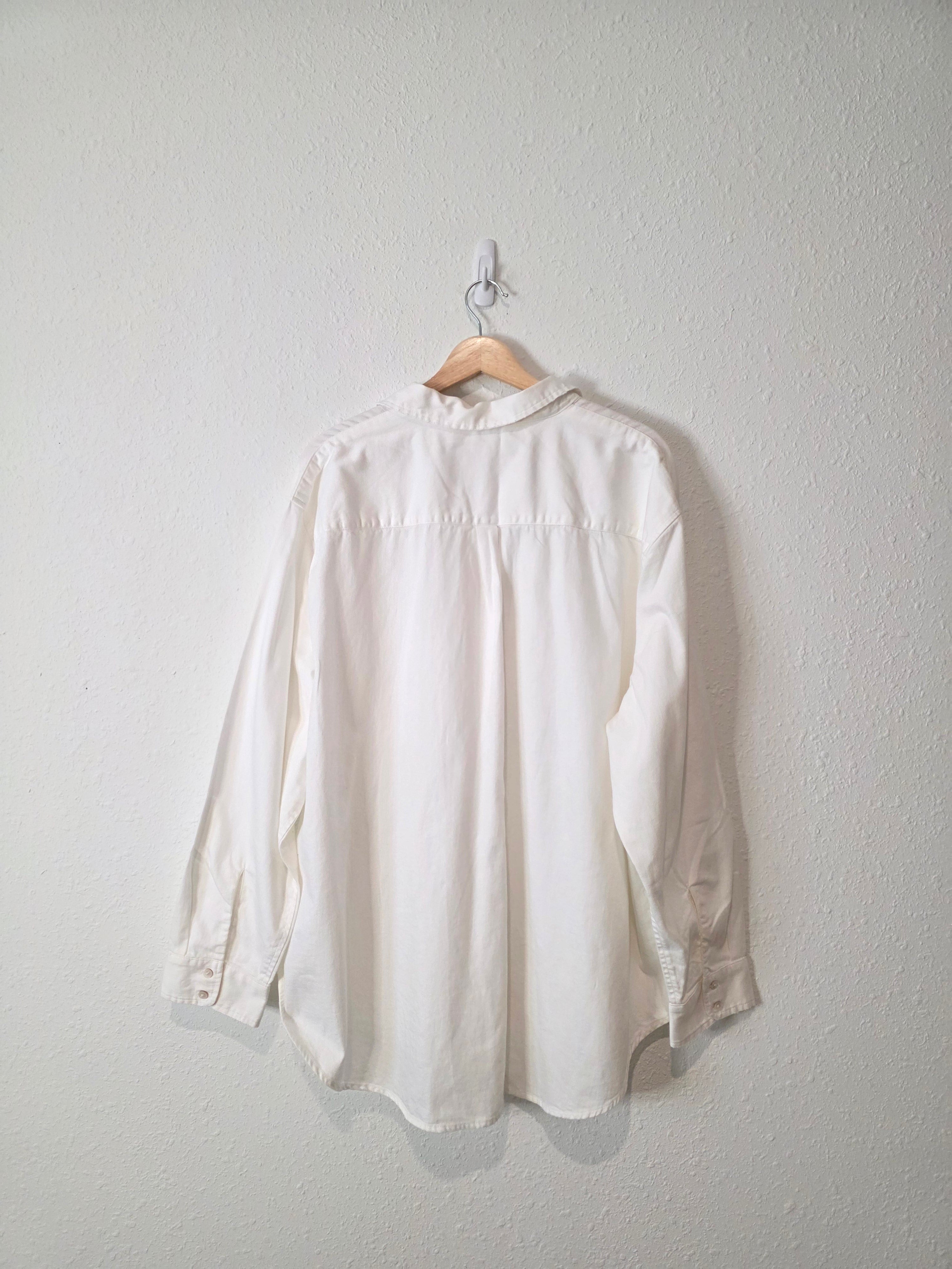 NEW Aerie White Cotton Button Up (XXL)
