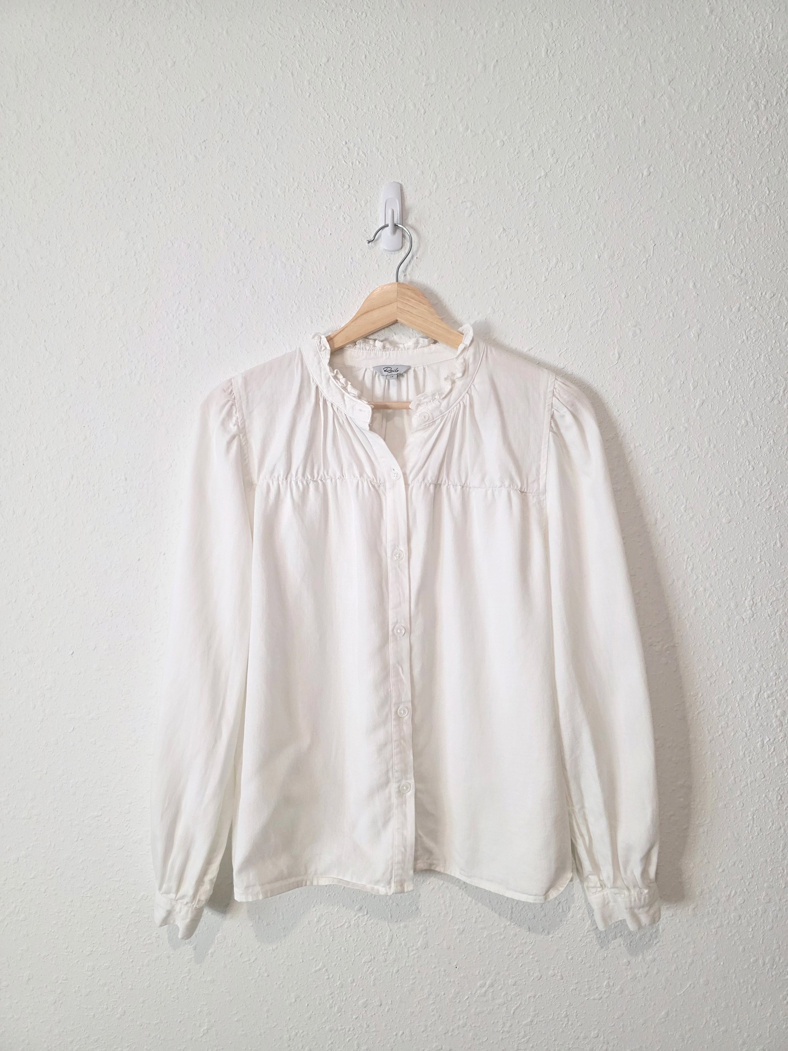 Rails White Ruffle Button Up Top (XS)