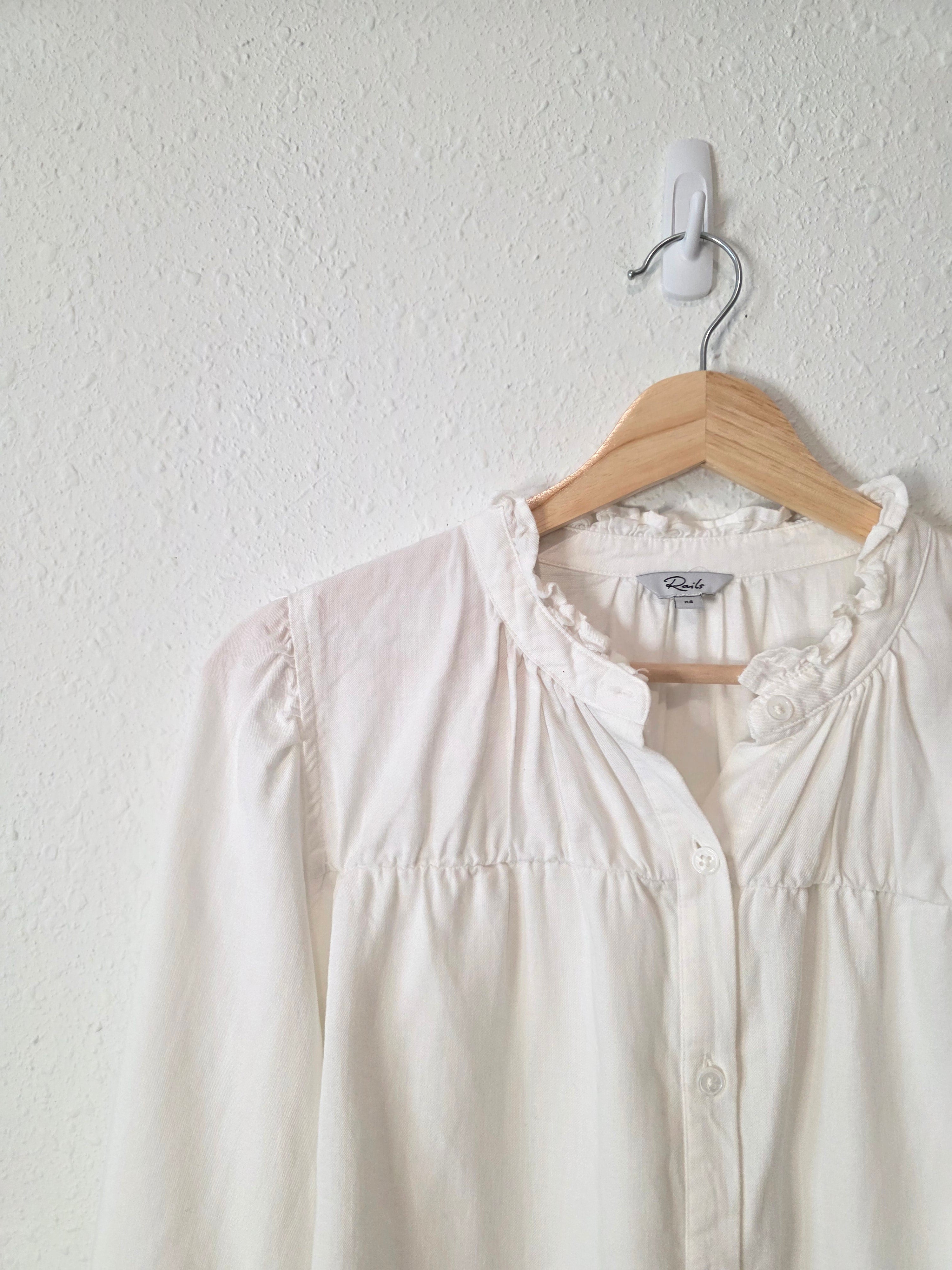 Rails White Ruffle Button Up Top (XS)