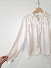 Rails White Ruffle Button Up Top (XS)