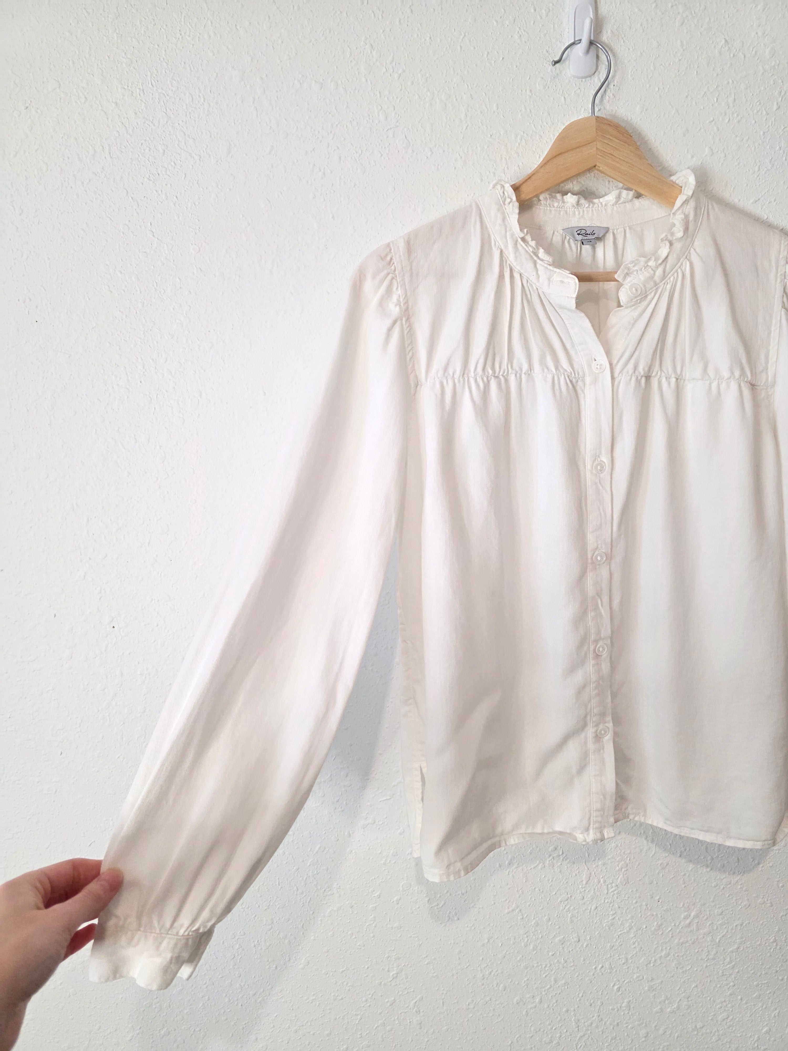 Rails White Ruffle Button Up Top (XS)