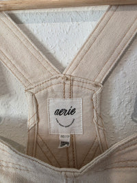 Aerie Ecru Wide Leg Overalls (XXS/XS)
