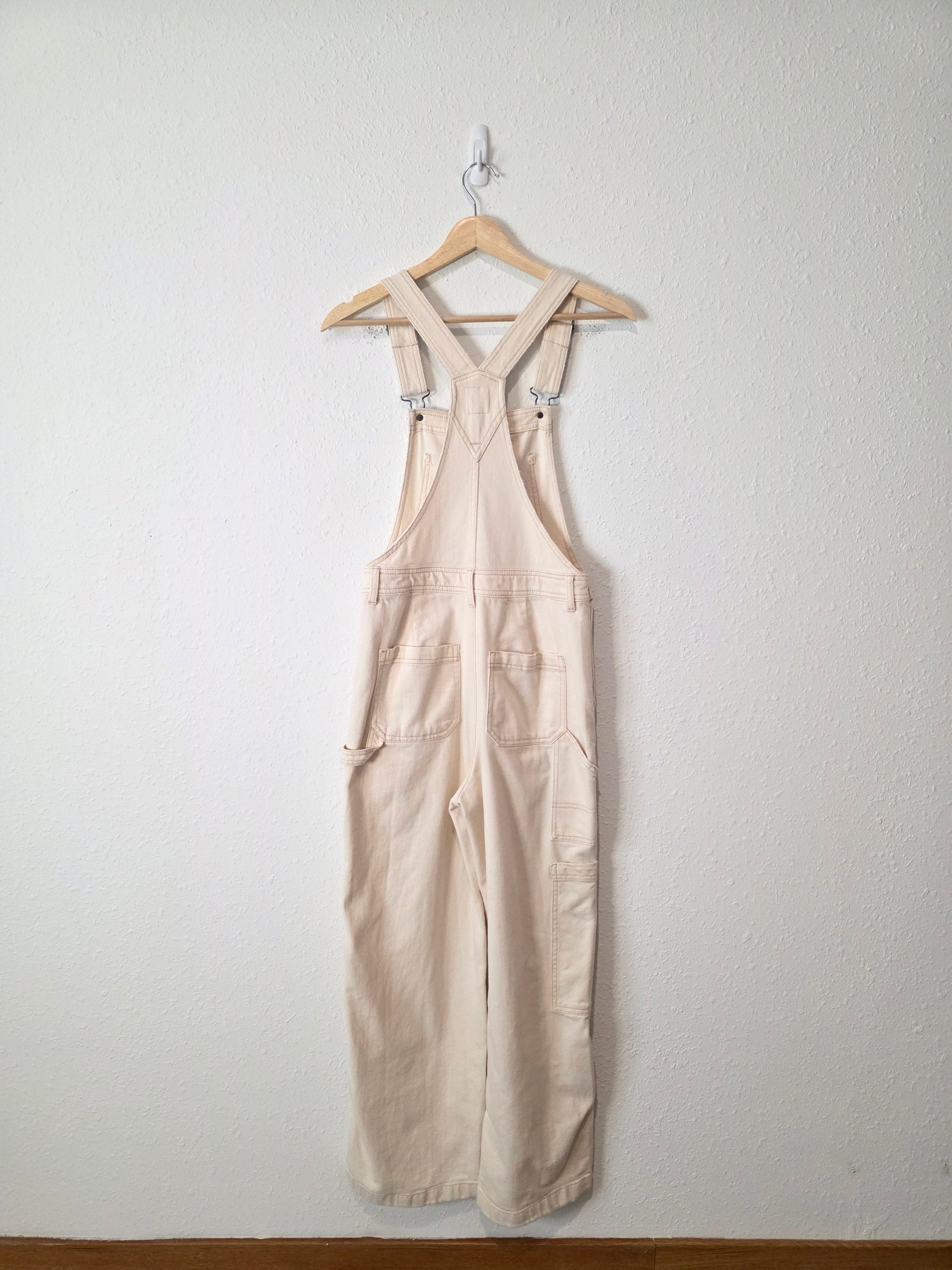 Aerie Ecru Wide Leg Overalls (XXS/XS)