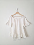 Relaxed Linen Ruffle Top (M)