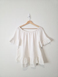 Relaxed Linen Ruffle Top (M)